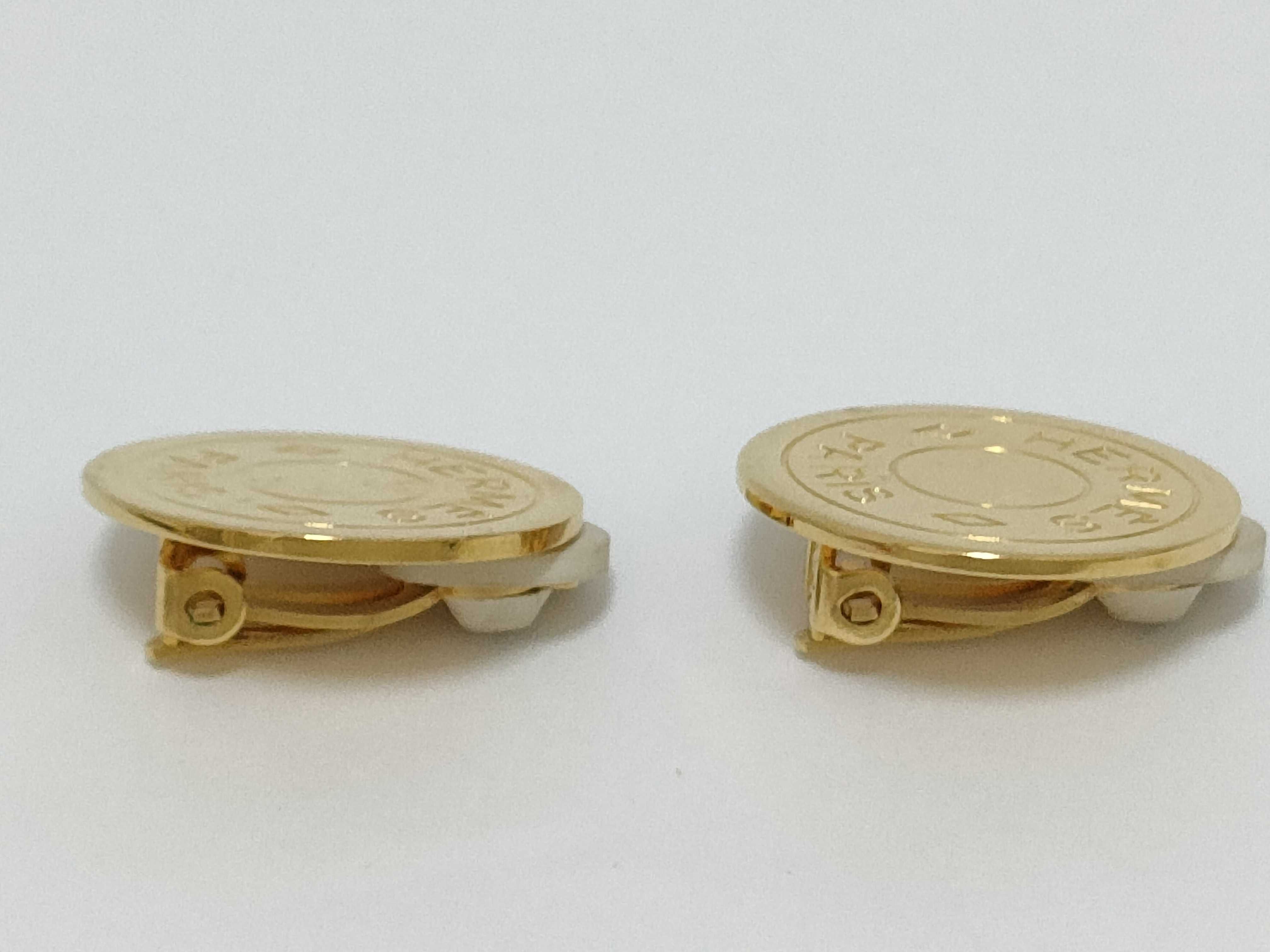 Sellier Earrings, Gold Hardware, Hermes Earrings — view 3