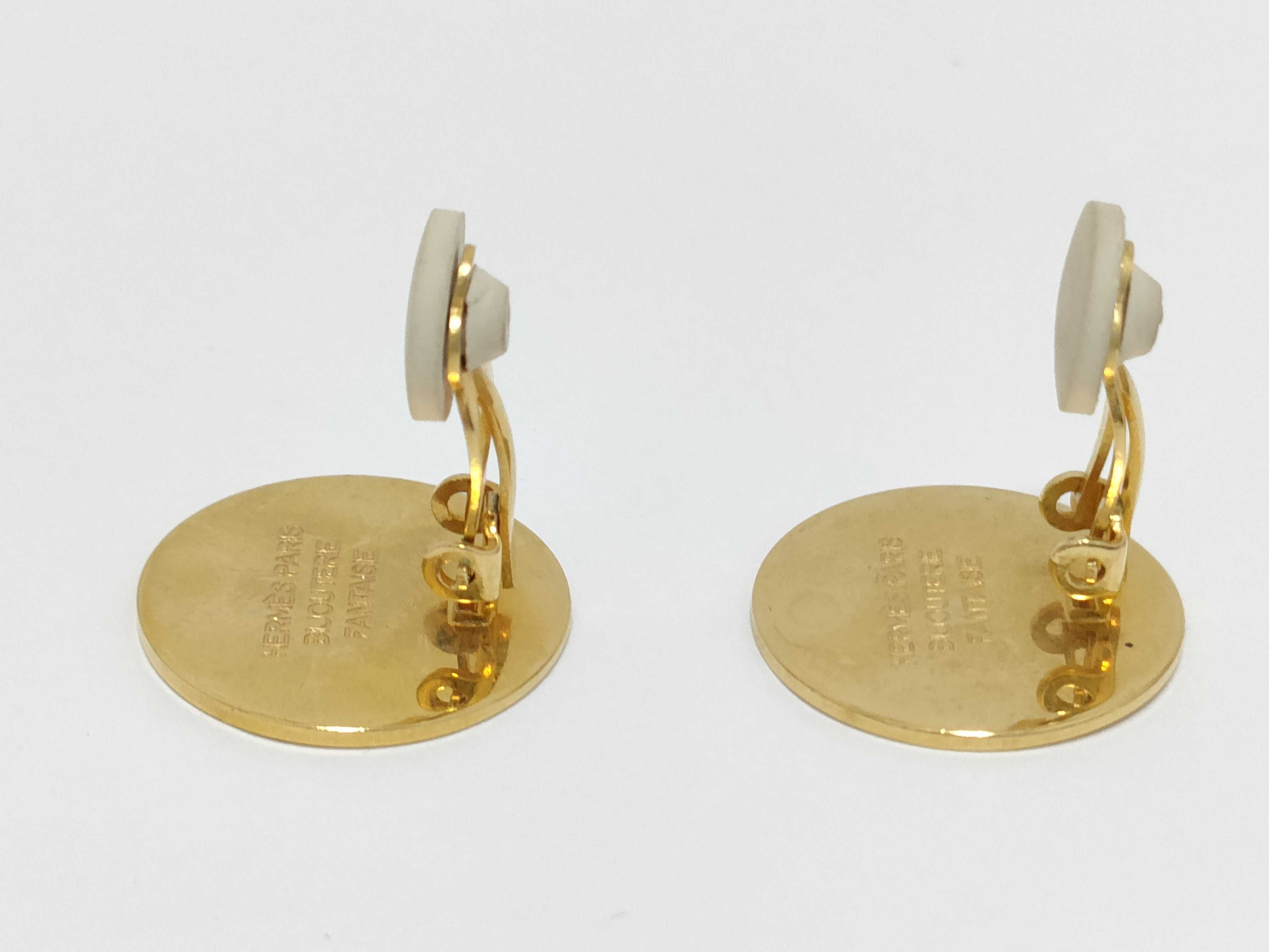 Sellier Earrings, Gold Hardware, Hermes Earrings — view 4