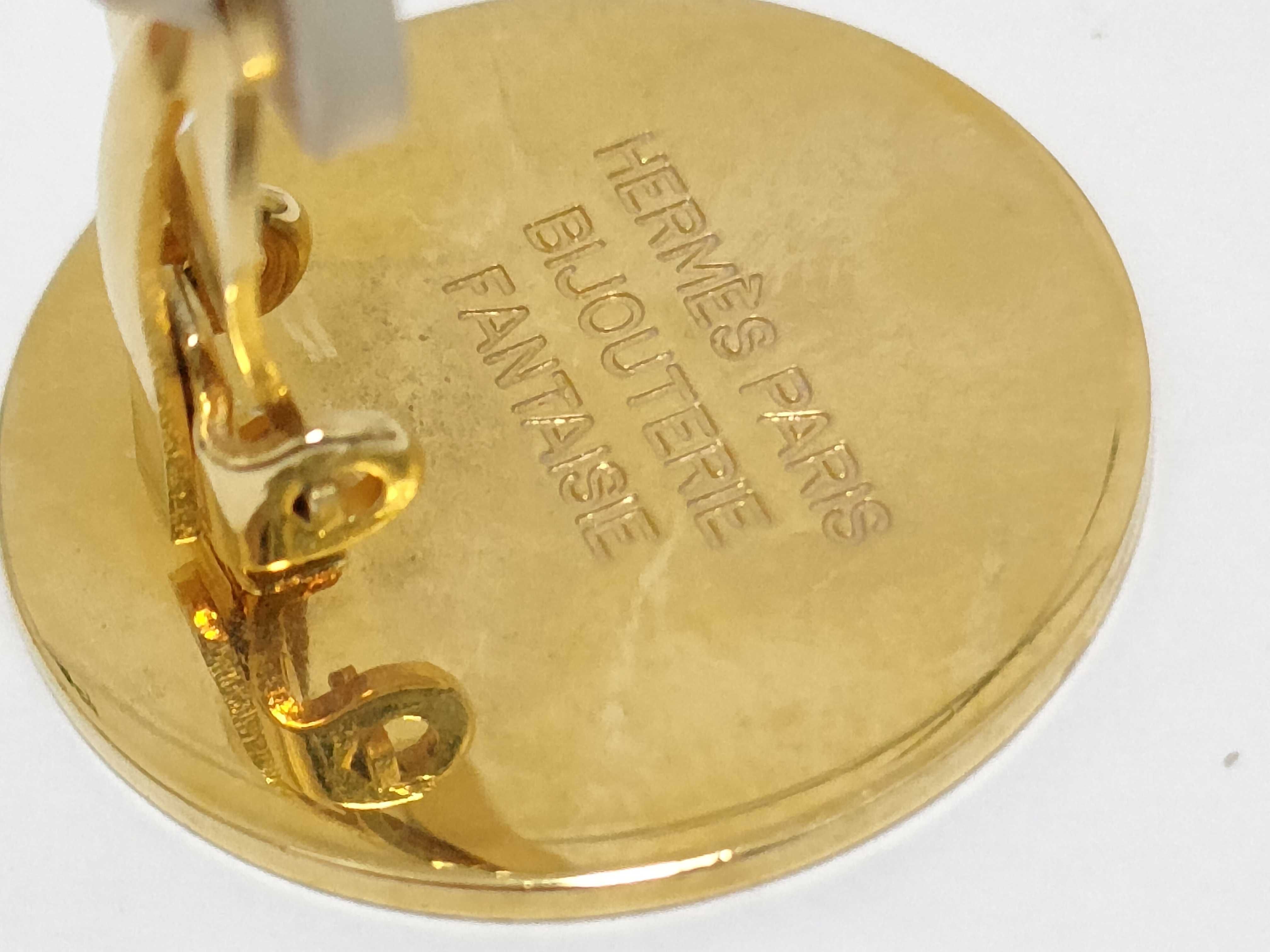 Sellier Earrings, Gold Hardware, Hermes Earrings — view 8