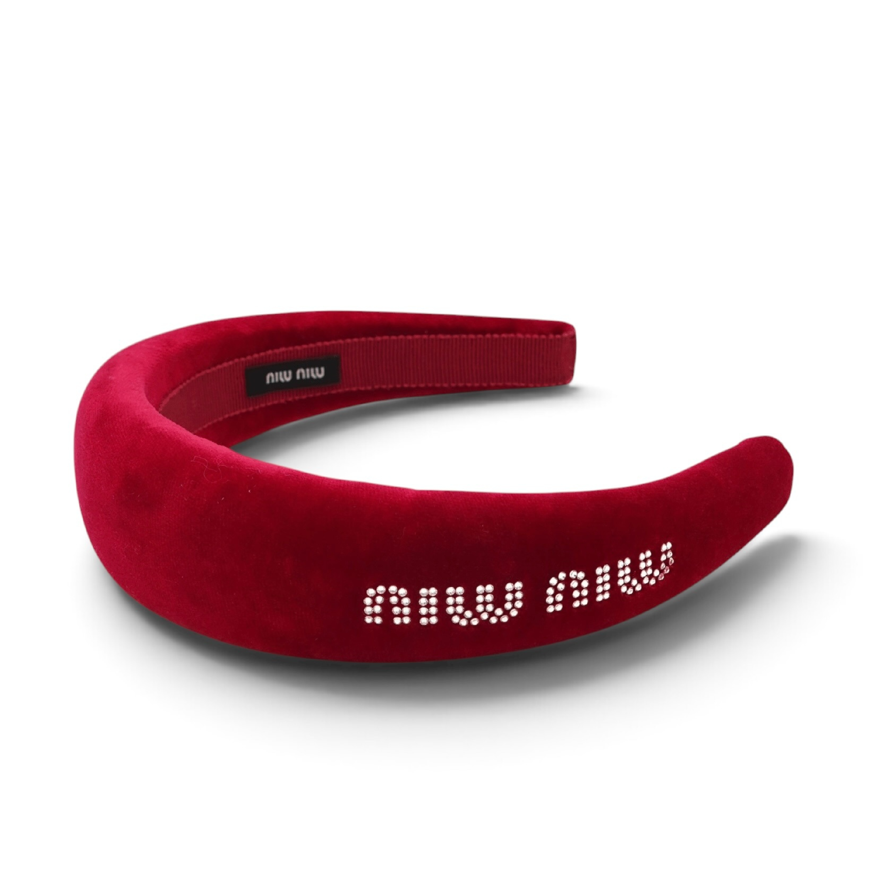 Logo Velour Headband, Red, Women's Hair Accessory