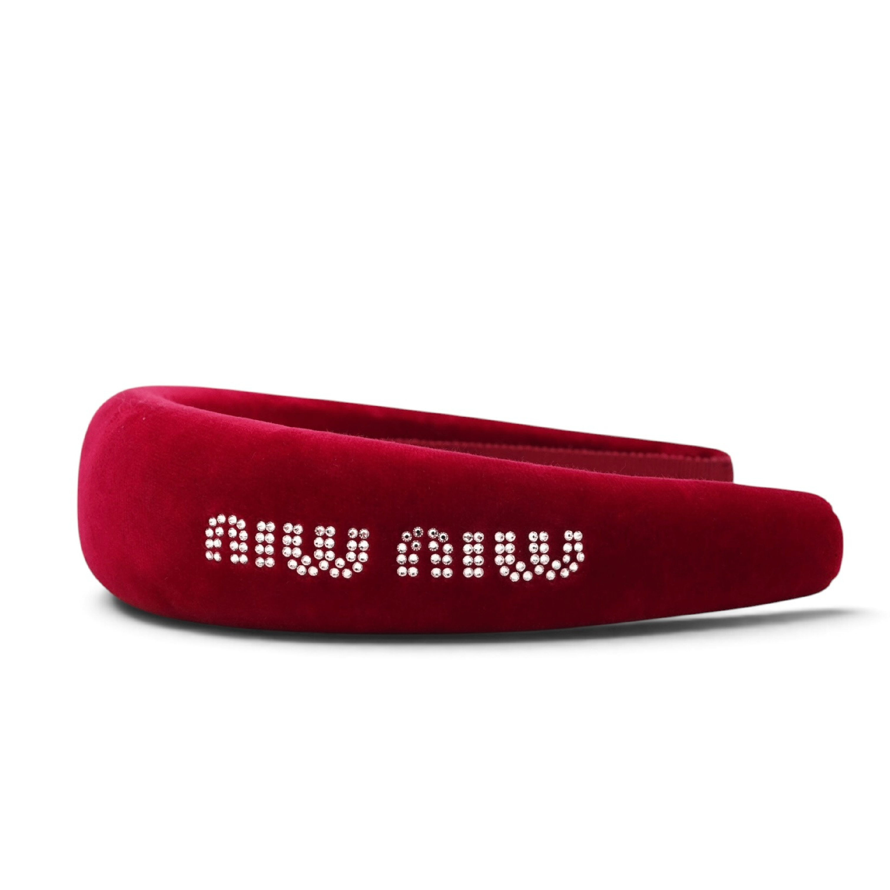 Logo Velour Headband, Red, Women's Hair Accessory — view 2