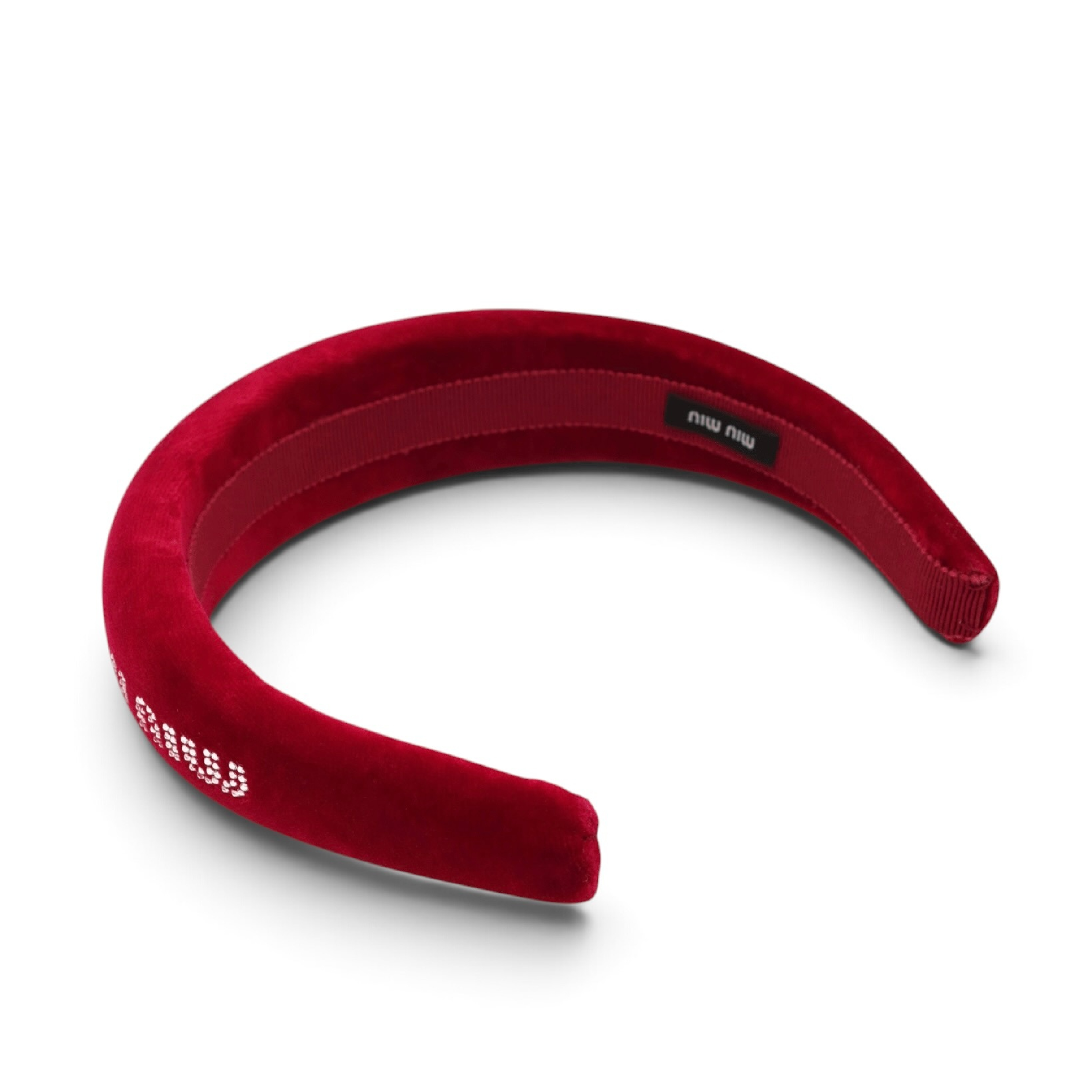 Logo Velour Headband, Red, Women's Hair Accessory — view 3
