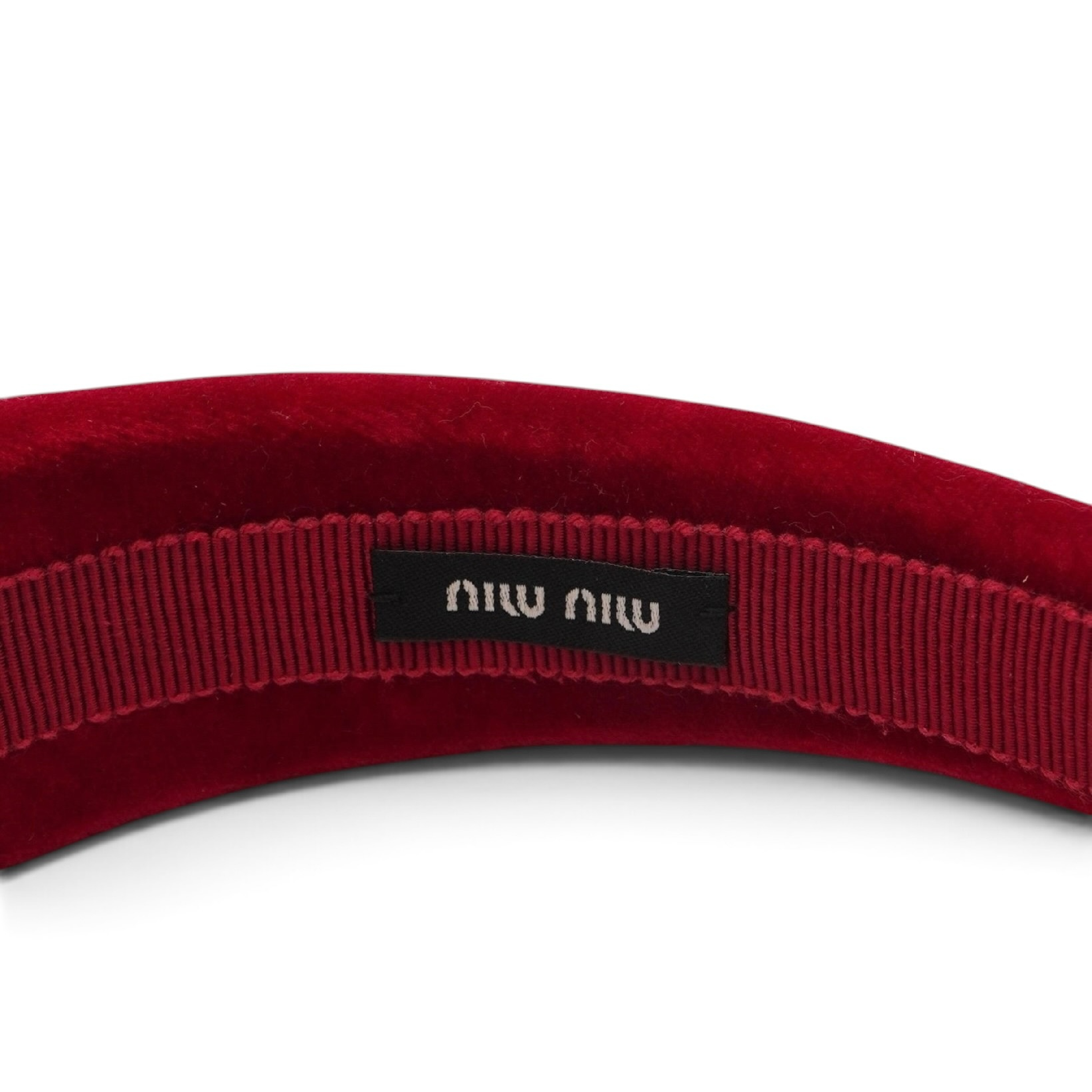 Logo Velour Headband, Red, Women's Hair Accessory — view 7