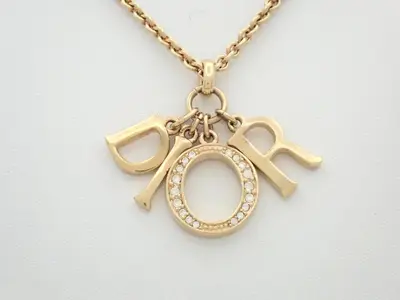 Logo rhinestone gold-plated necklace, chain approximately 50cm