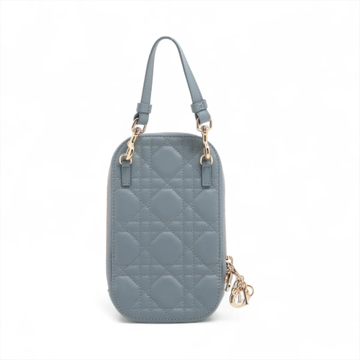 Cannage Phone Pouch Leather 2WAY Shoulder Bag Blue — view 2