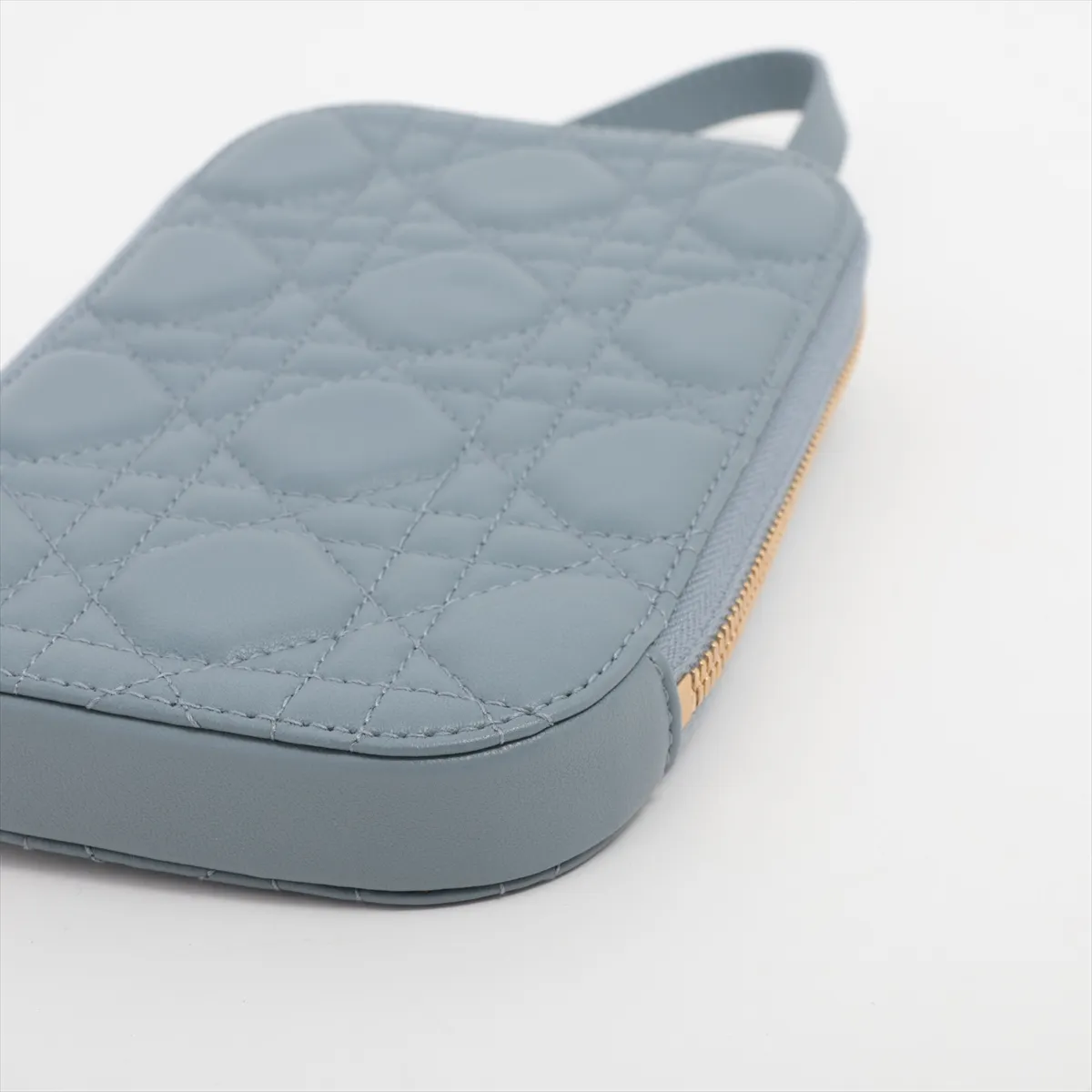 Cannage Phone Pouch Leather 2WAY Shoulder Bag Blue — view 3