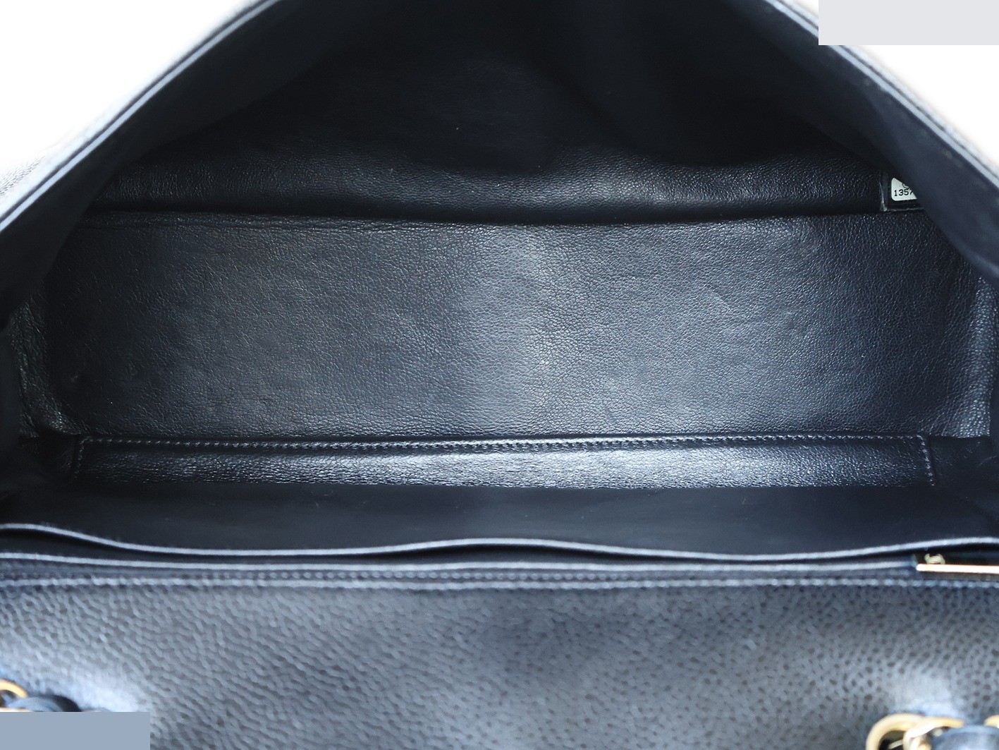 Large Matelassé Caviar Skin Double Chain Shoulder Bag, Black — view 12