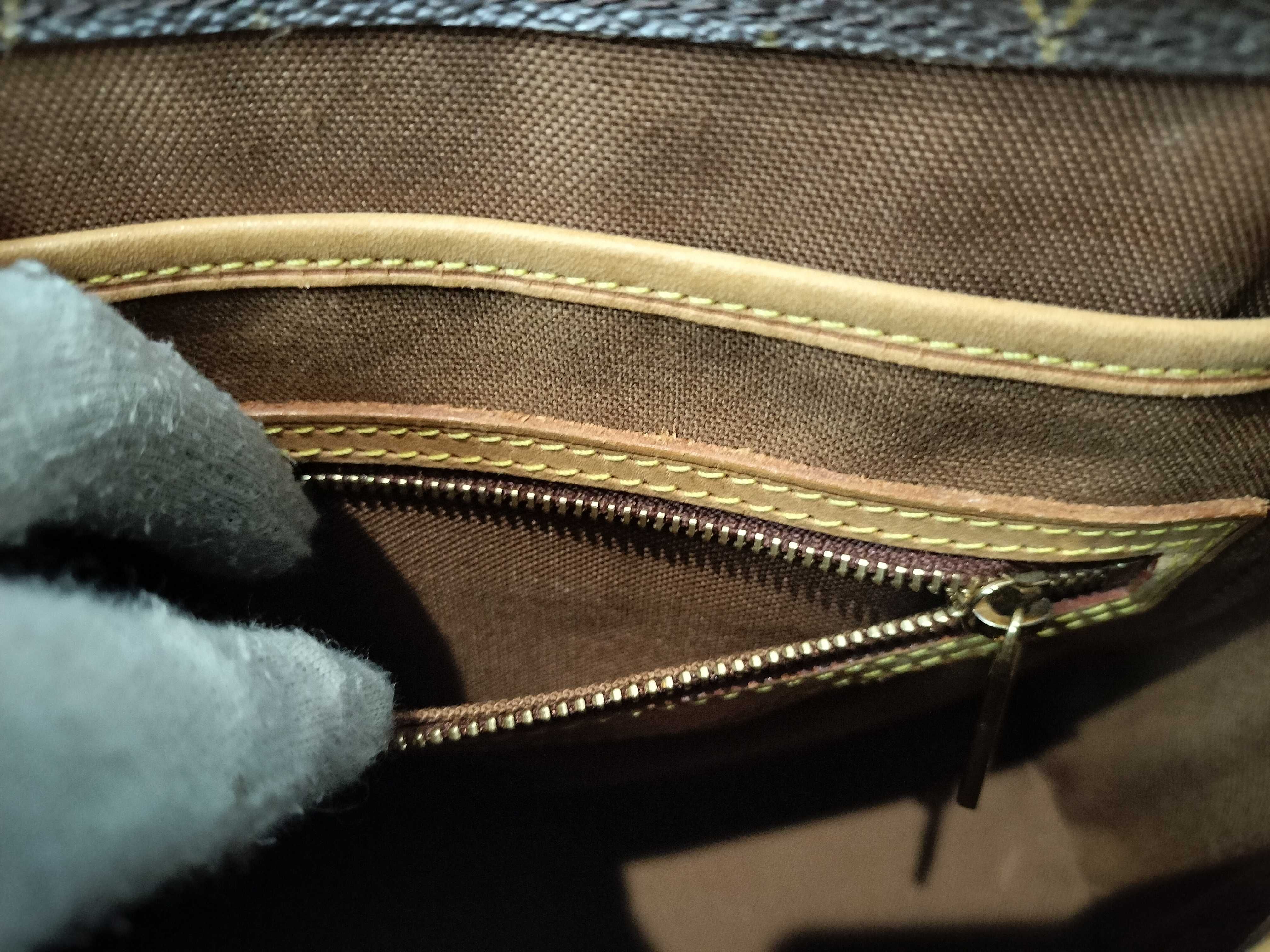 Monogram Louis Vuitton Plat Vavin Vintage Leather Handbag — view 10
