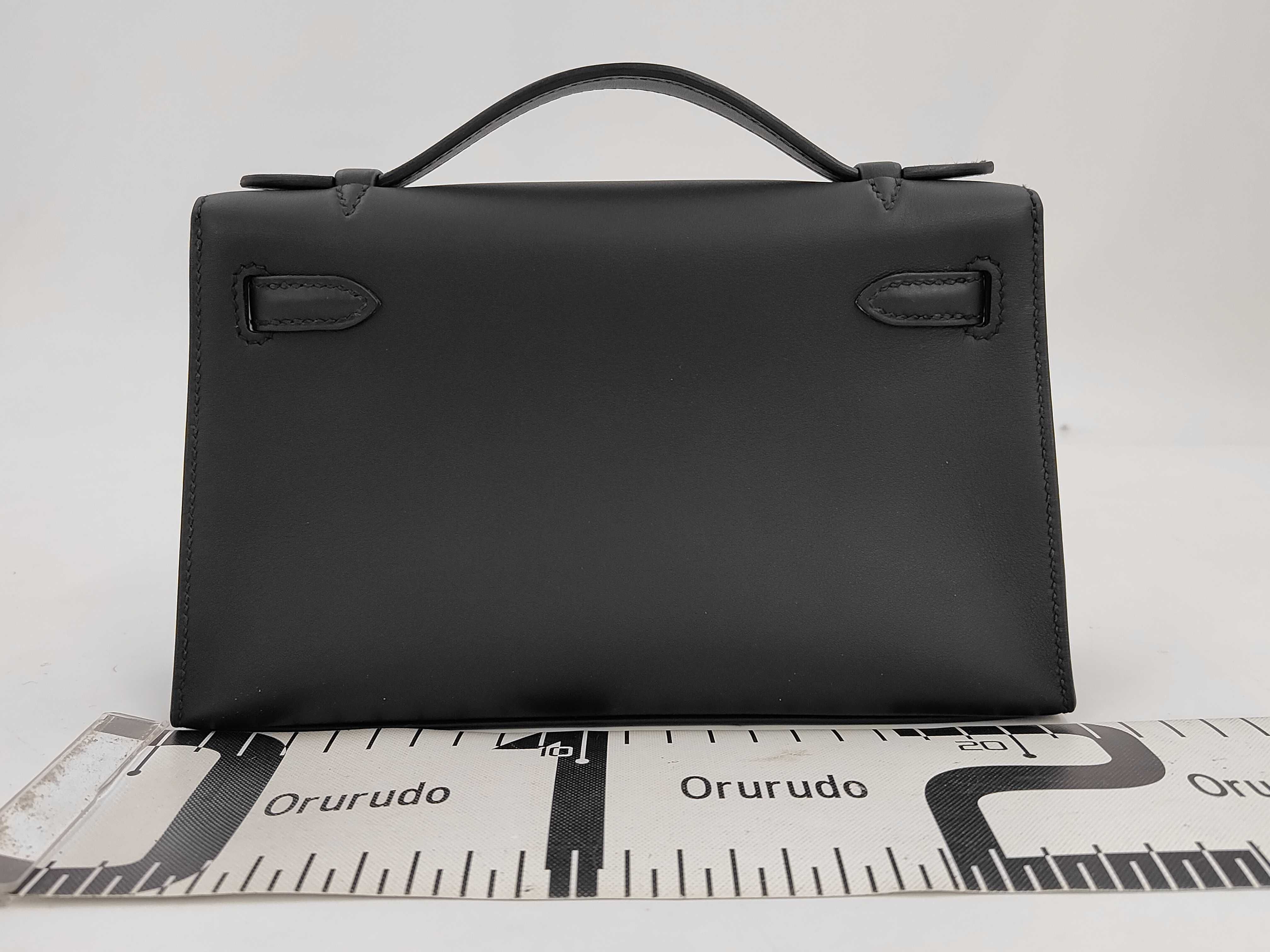 Pochette Kelly, Veau Swift leather, Black, SS K stamp, Handbag — view 2