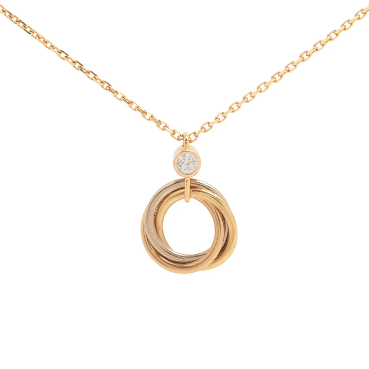 Baby Trinity 1P Diamond Necklace 750 (Yellow Gold x Pink Gold x White Gold) 3.0g UI4426