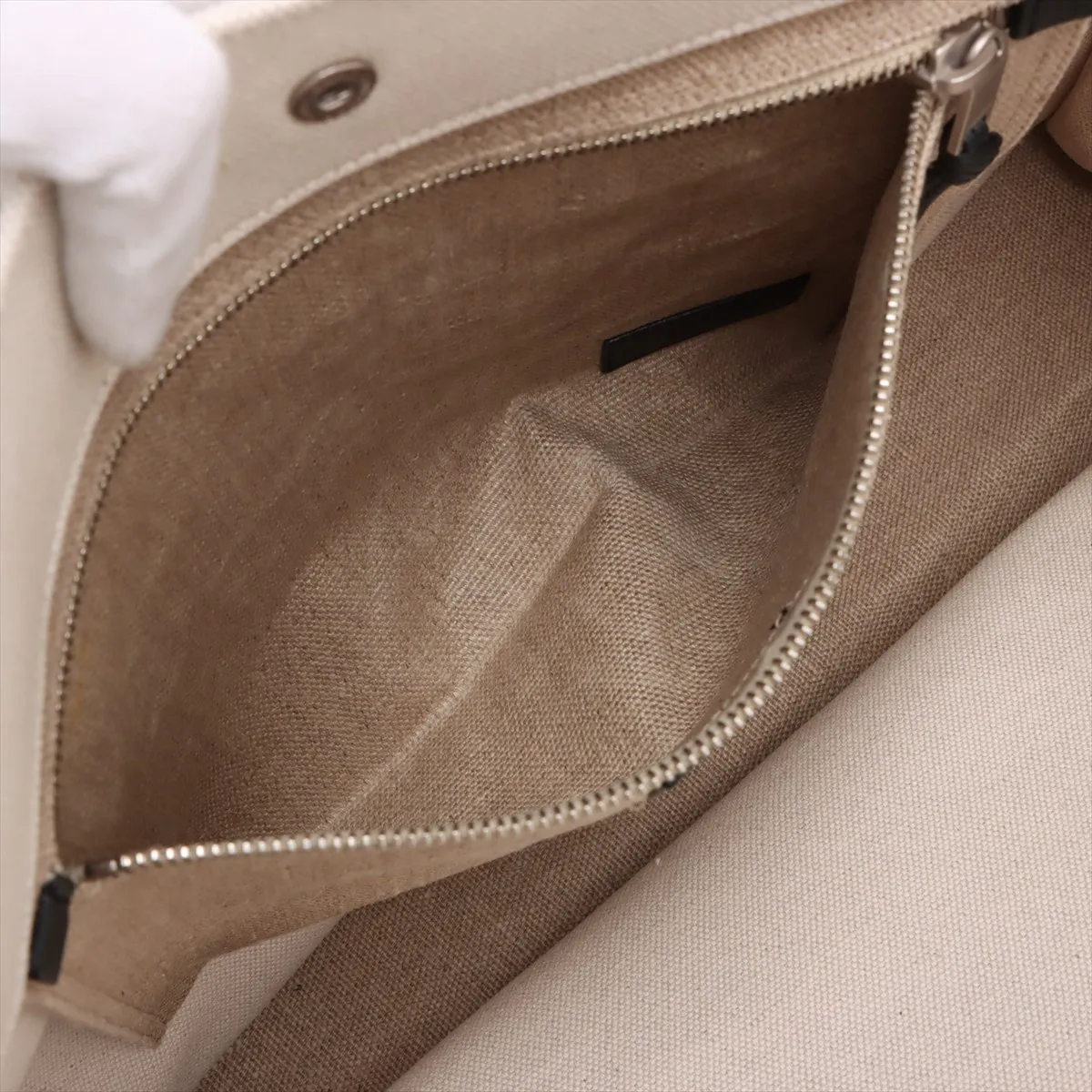 Rive Gauche Canvas x Leather Tote Bag Beige x Black 509415 — view 8