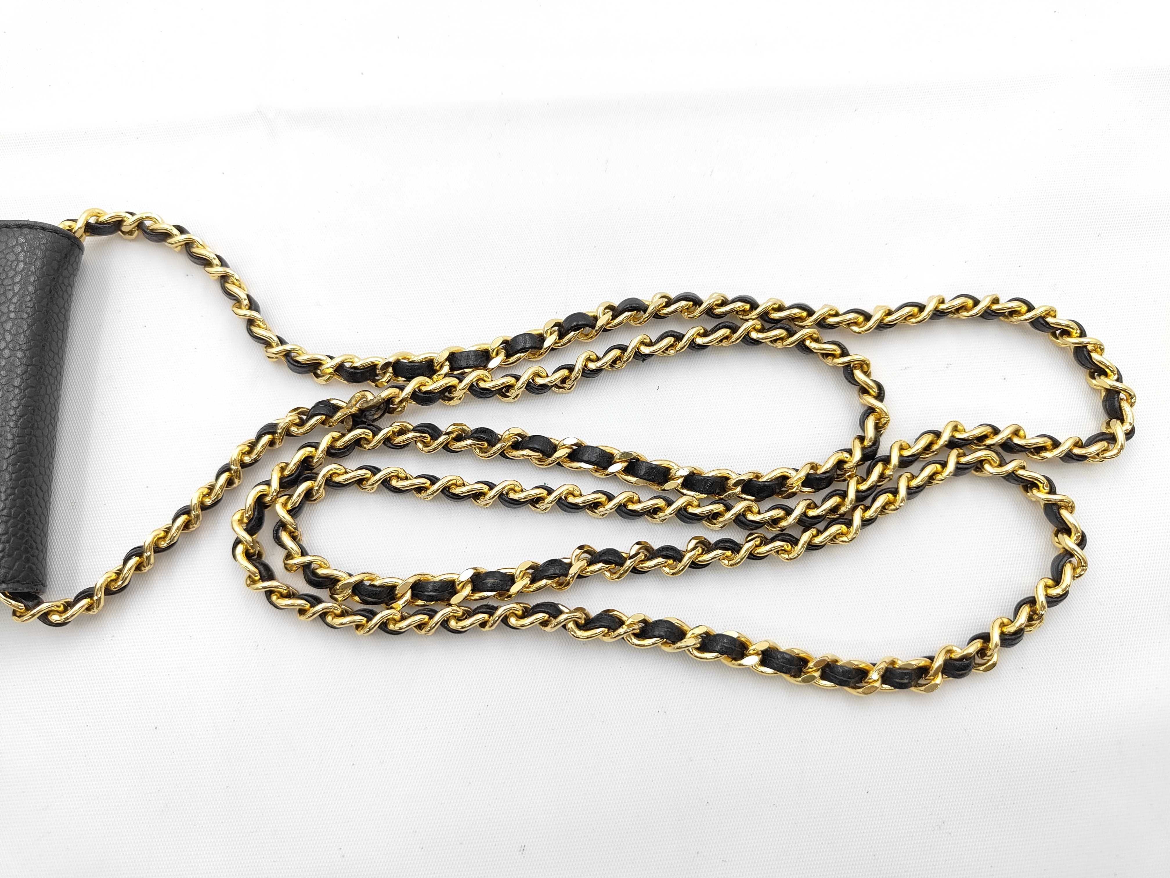 Coco Mark Caviar Skin Chain Shoulder Bag Phone Case Black Gold Hardware 3 Series Shoulder Bag — view 3