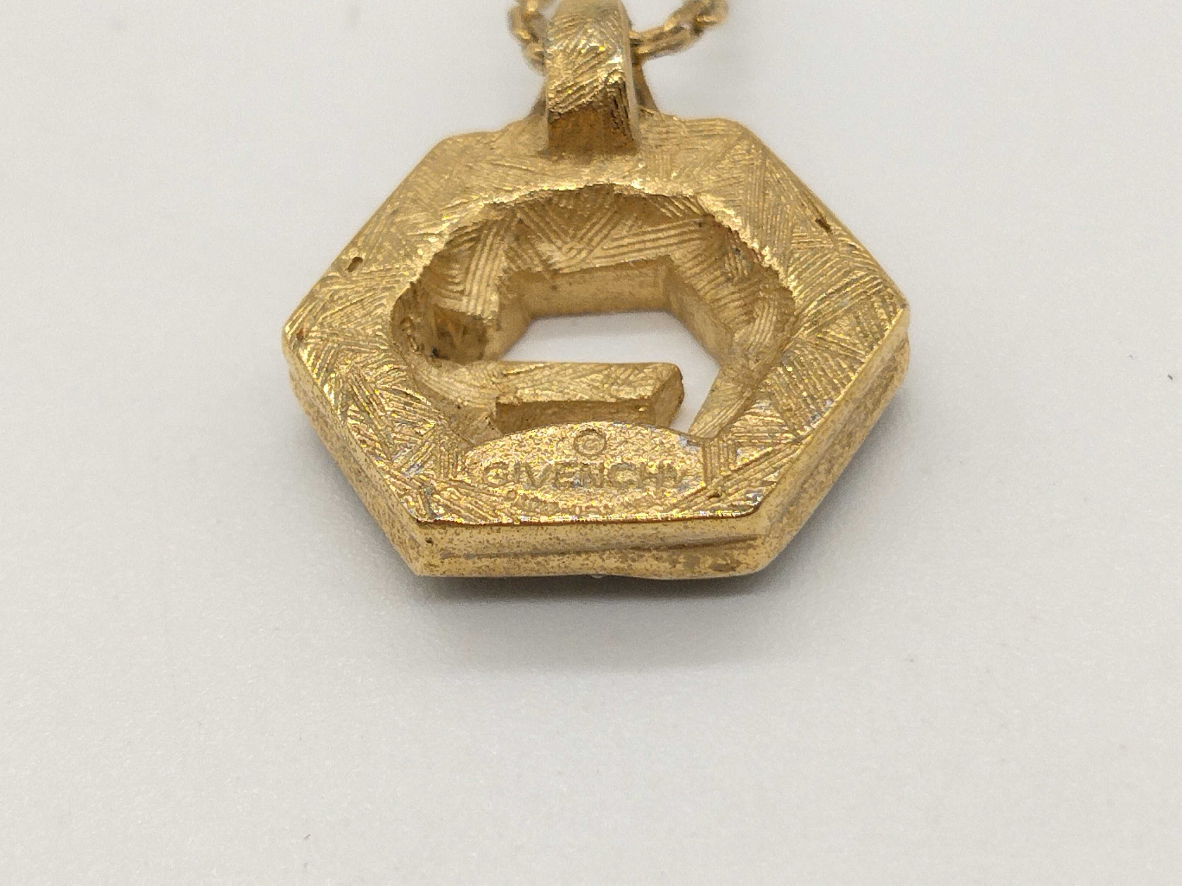 Vintage G Logo Rhinestone Gold Necklace — view 3