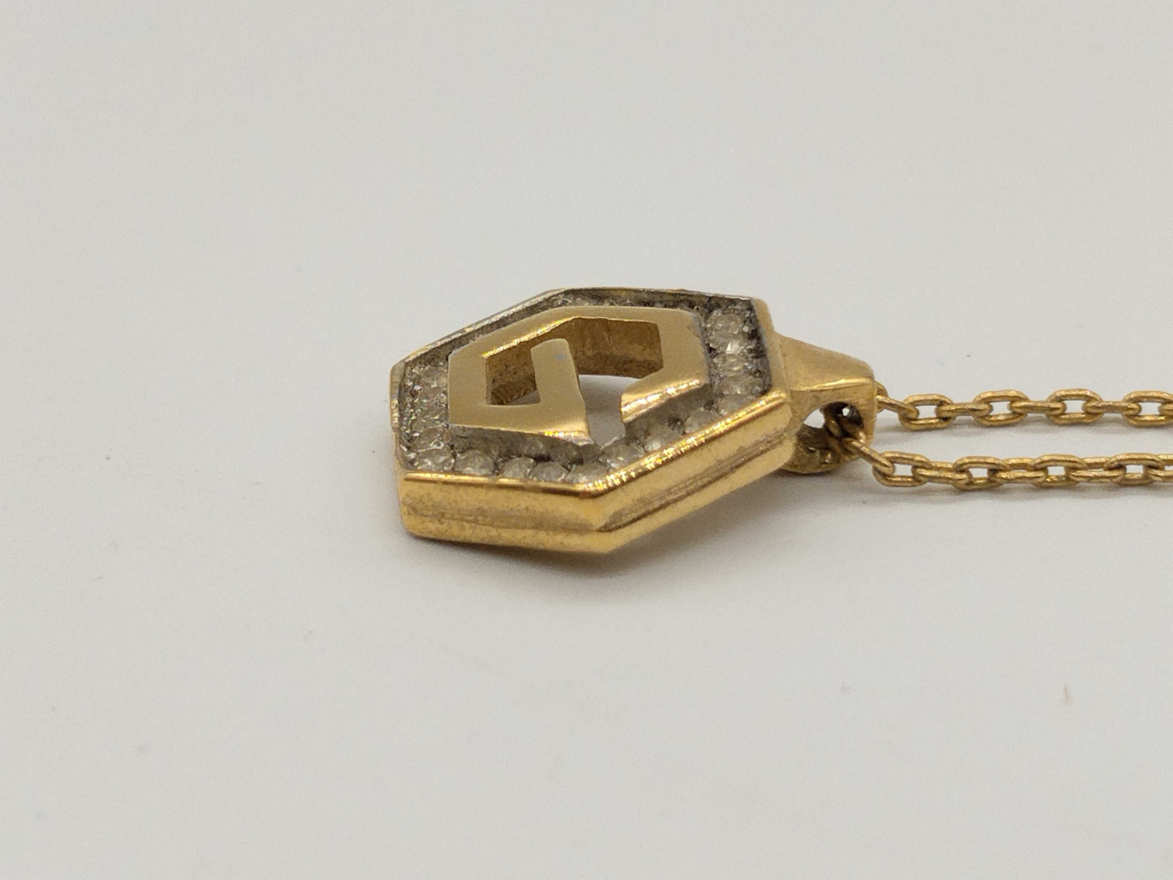 Vintage G Logo Rhinestone Gold Necklace — view 4