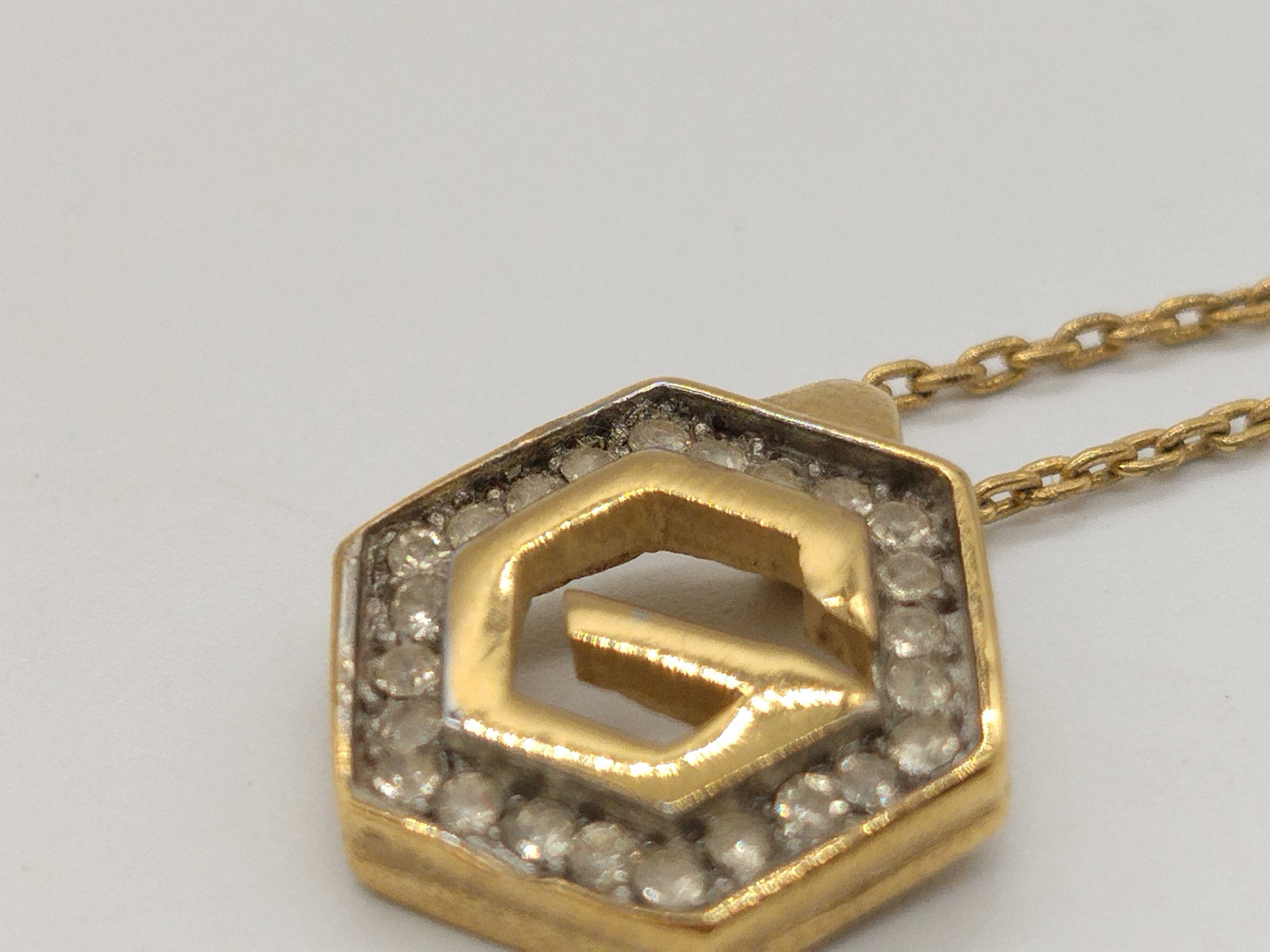 Vintage G Logo Rhinestone Gold Necklace — view 5