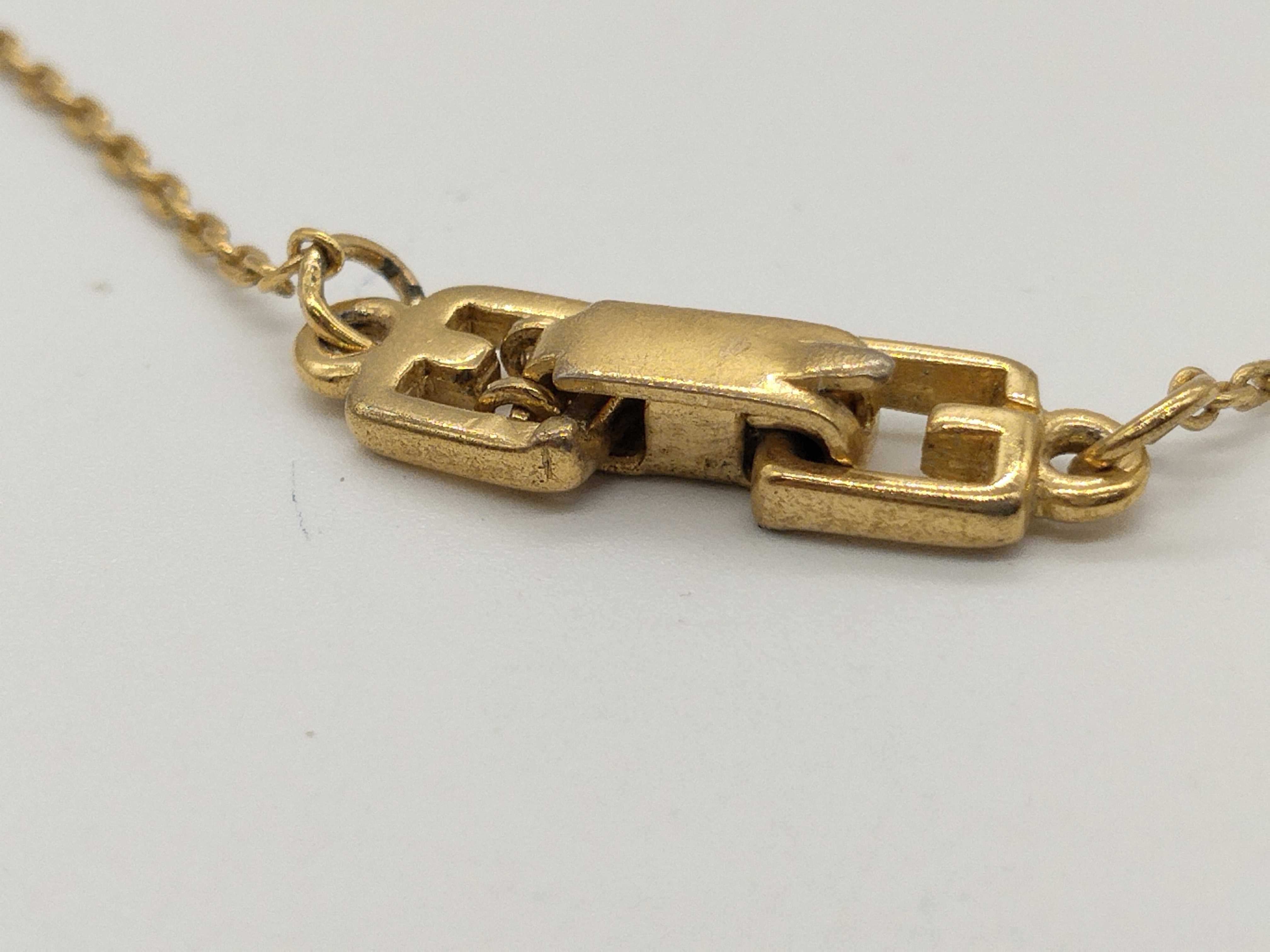 Vintage G Logo Rhinestone Gold Necklace — view 6