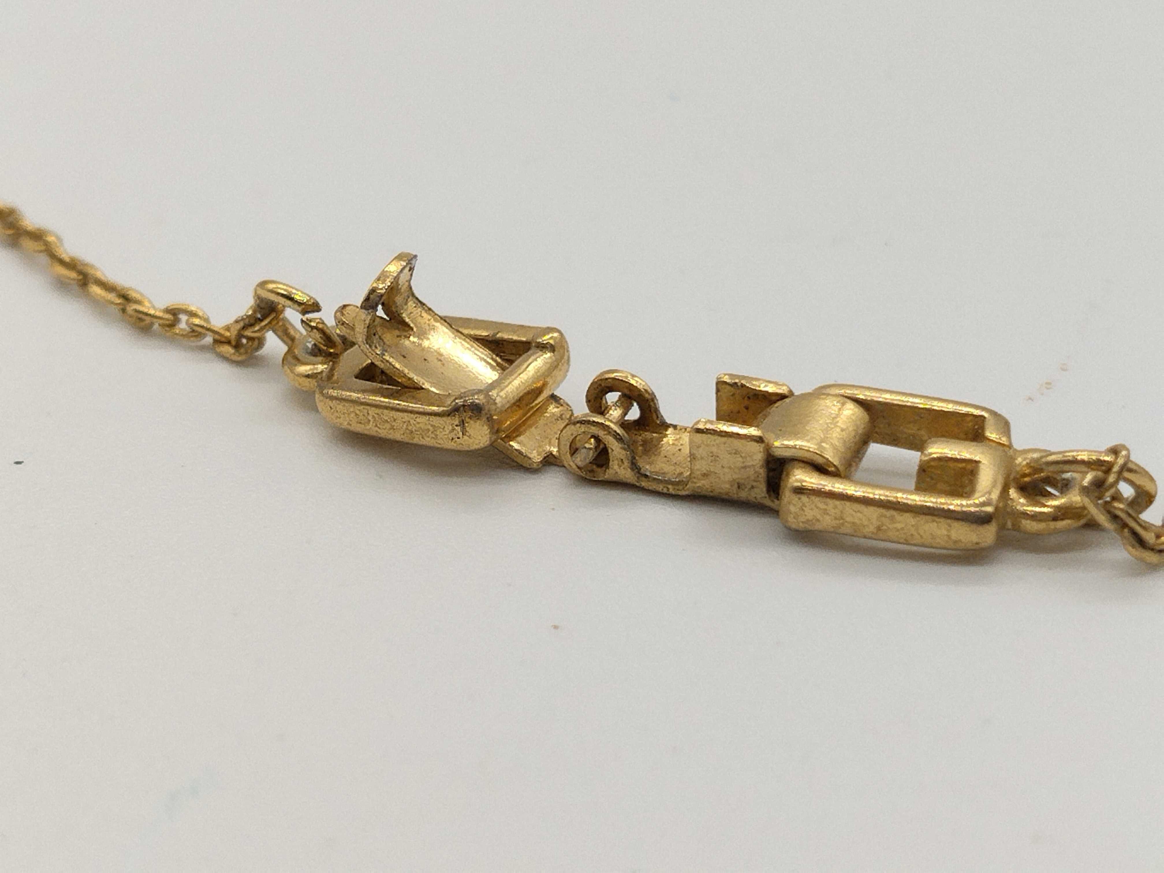 Vintage G Logo Rhinestone Gold Necklace — view 8