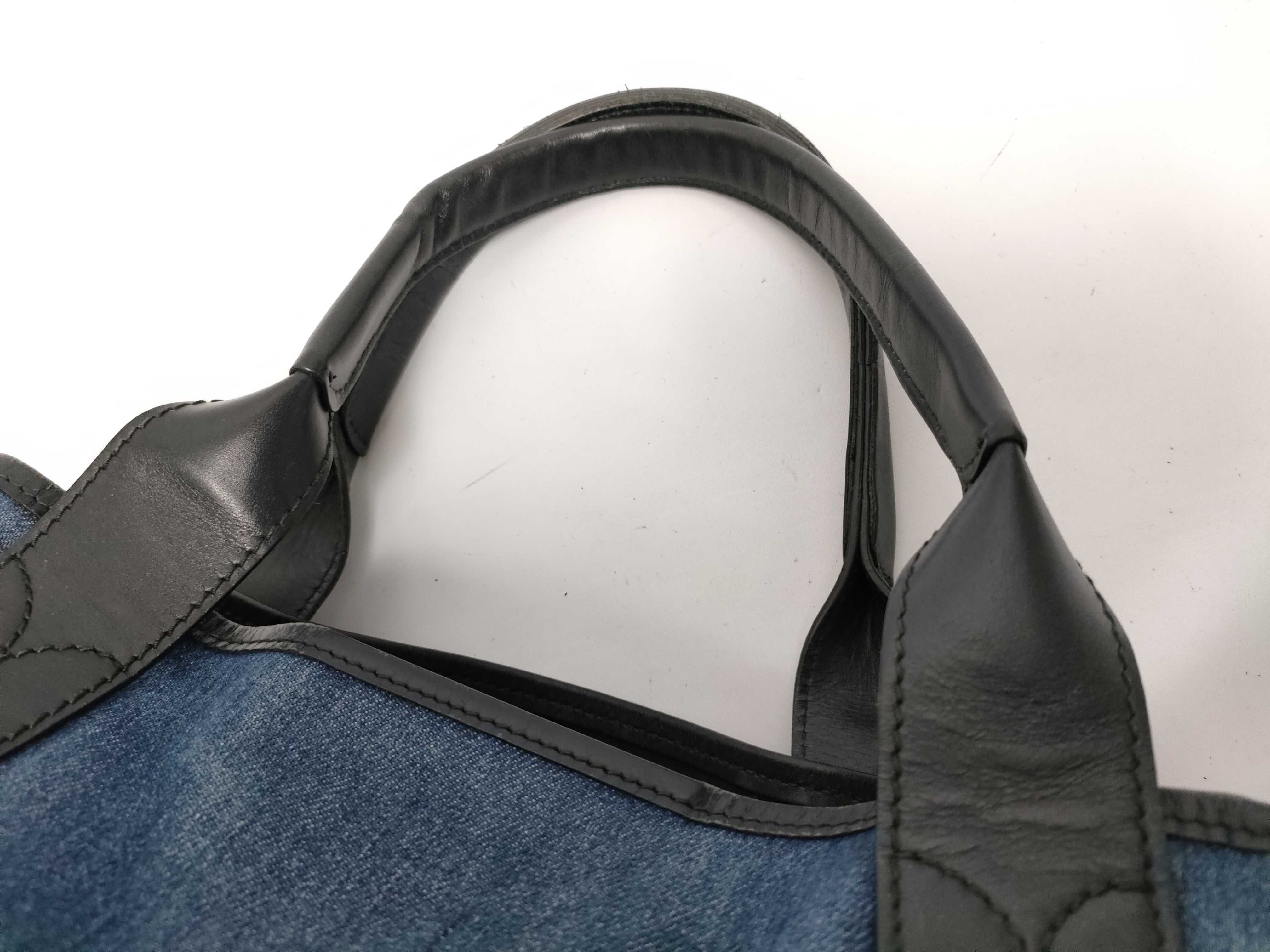 Cabas Denim x Leather 2-Way Handbag Blue Handbag — view 3