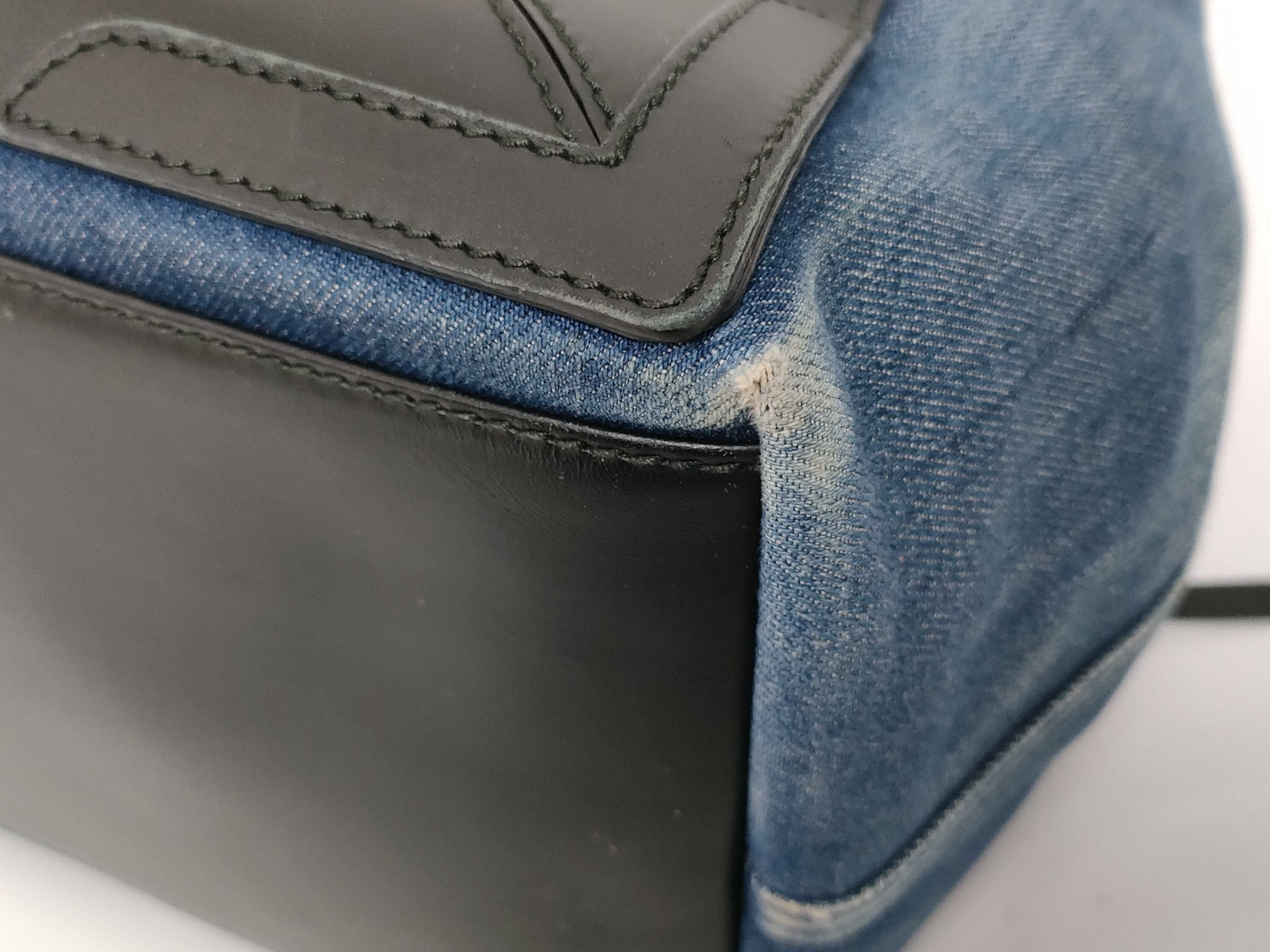 Cabas Denim x Leather 2-Way Handbag Blue Handbag — view 6