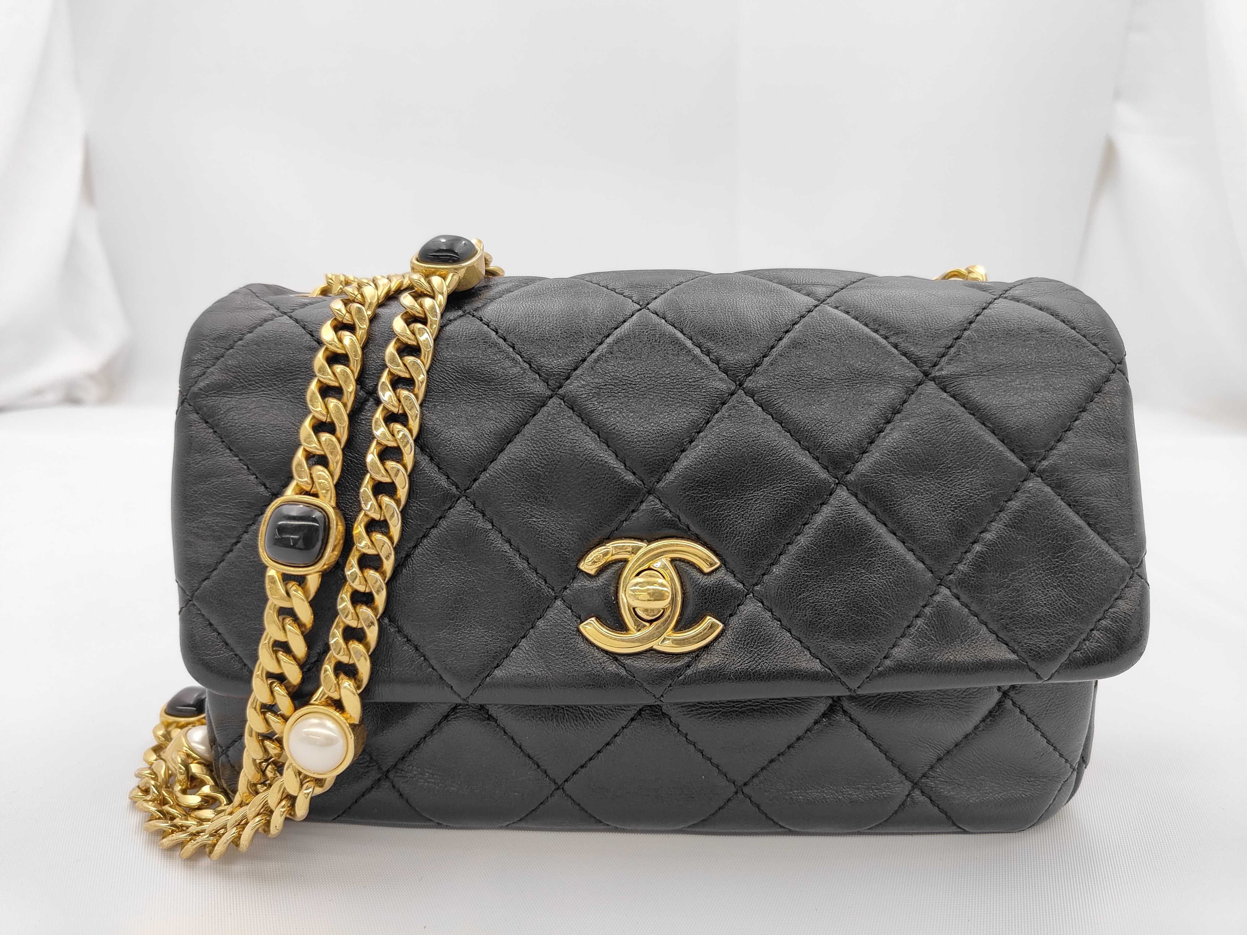 Mini Matelassé Lambskin Black Chain Shoulder Bag