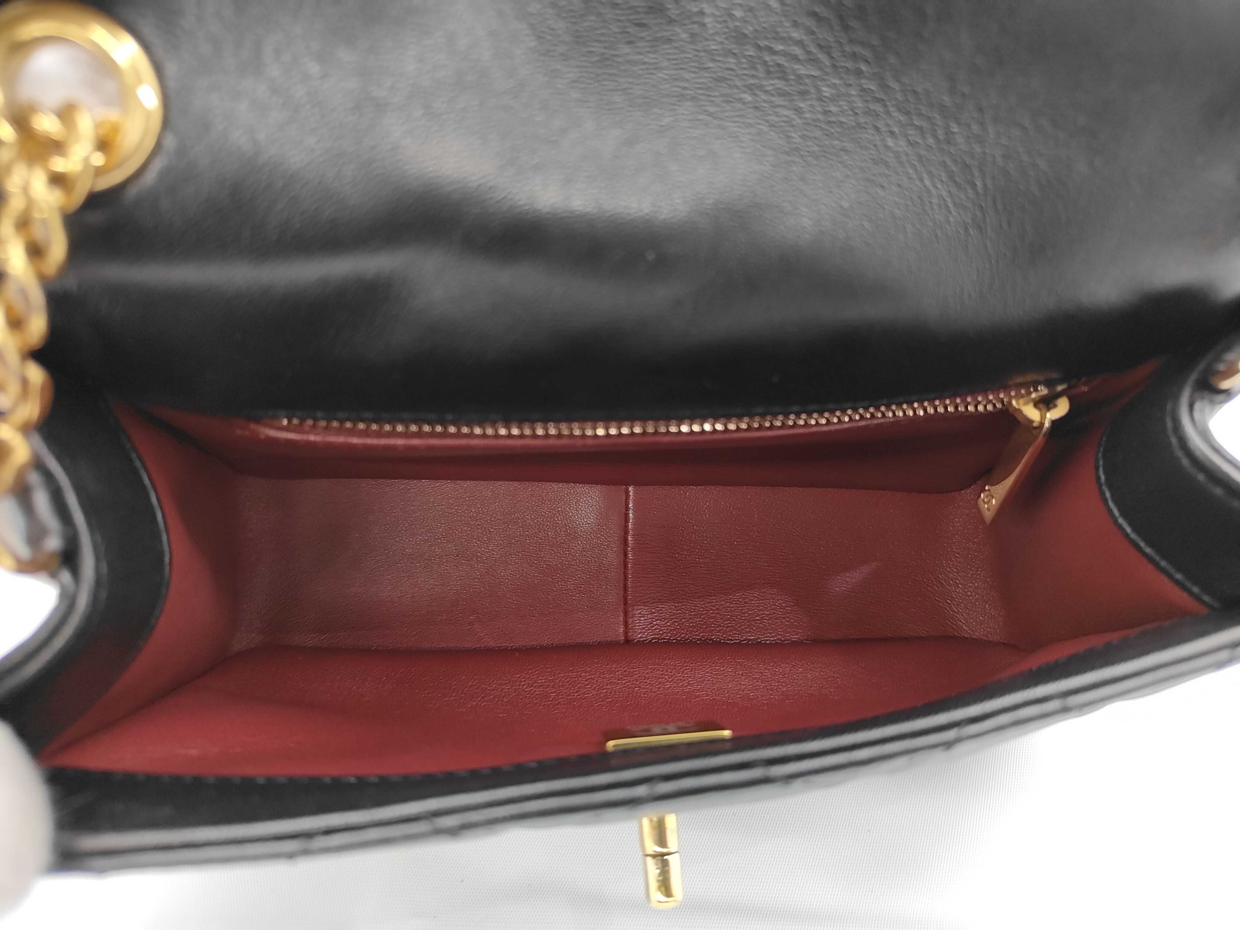 Mini Matelassé Lambskin Black Chain Shoulder Bag — view 9