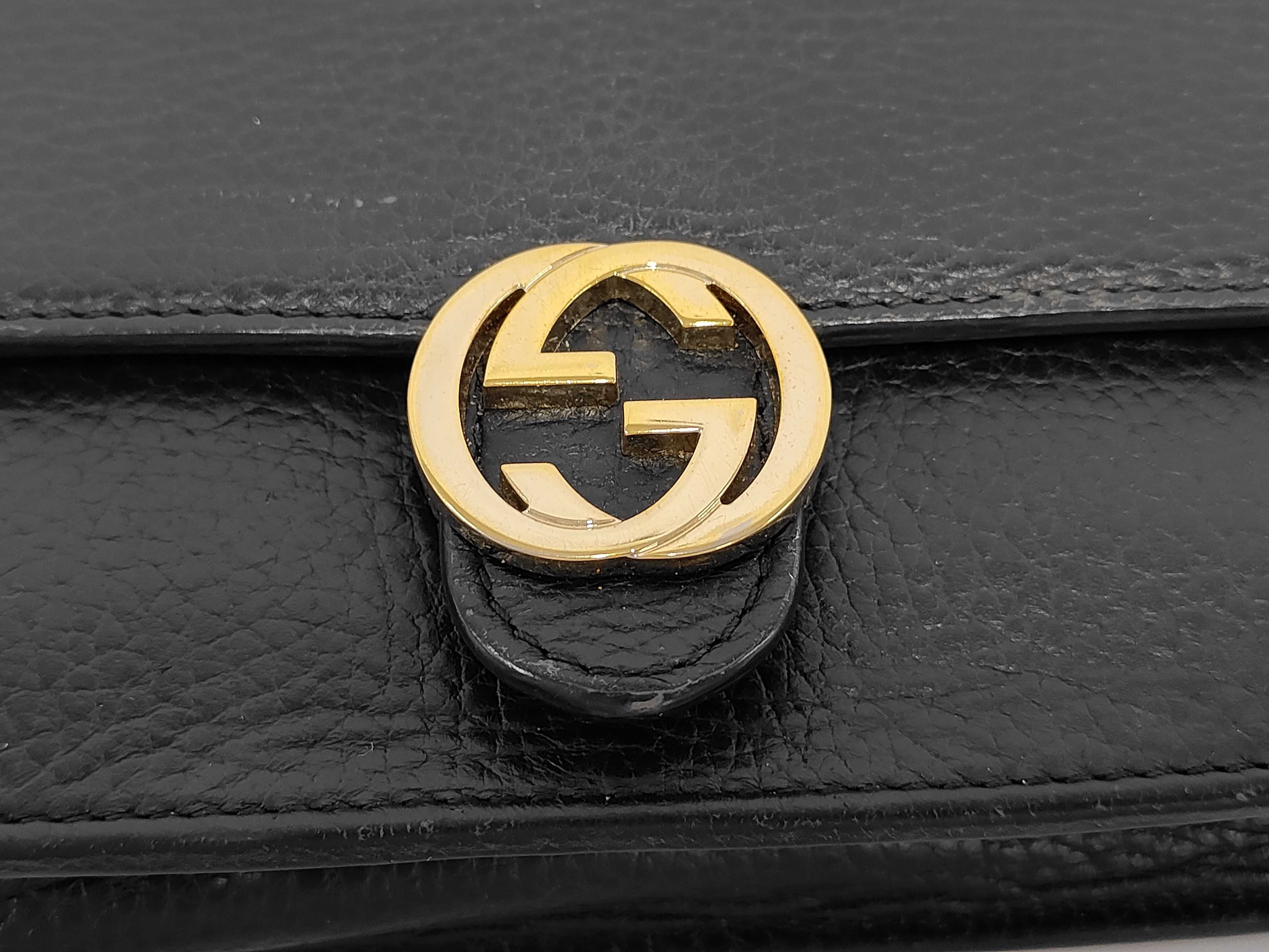 GG Interlocking G 510314 Chain Wallet, Long Wallet, Leather, GP Black, Shoulder Strap, Shoulder Bag, Other Accessories — view 11