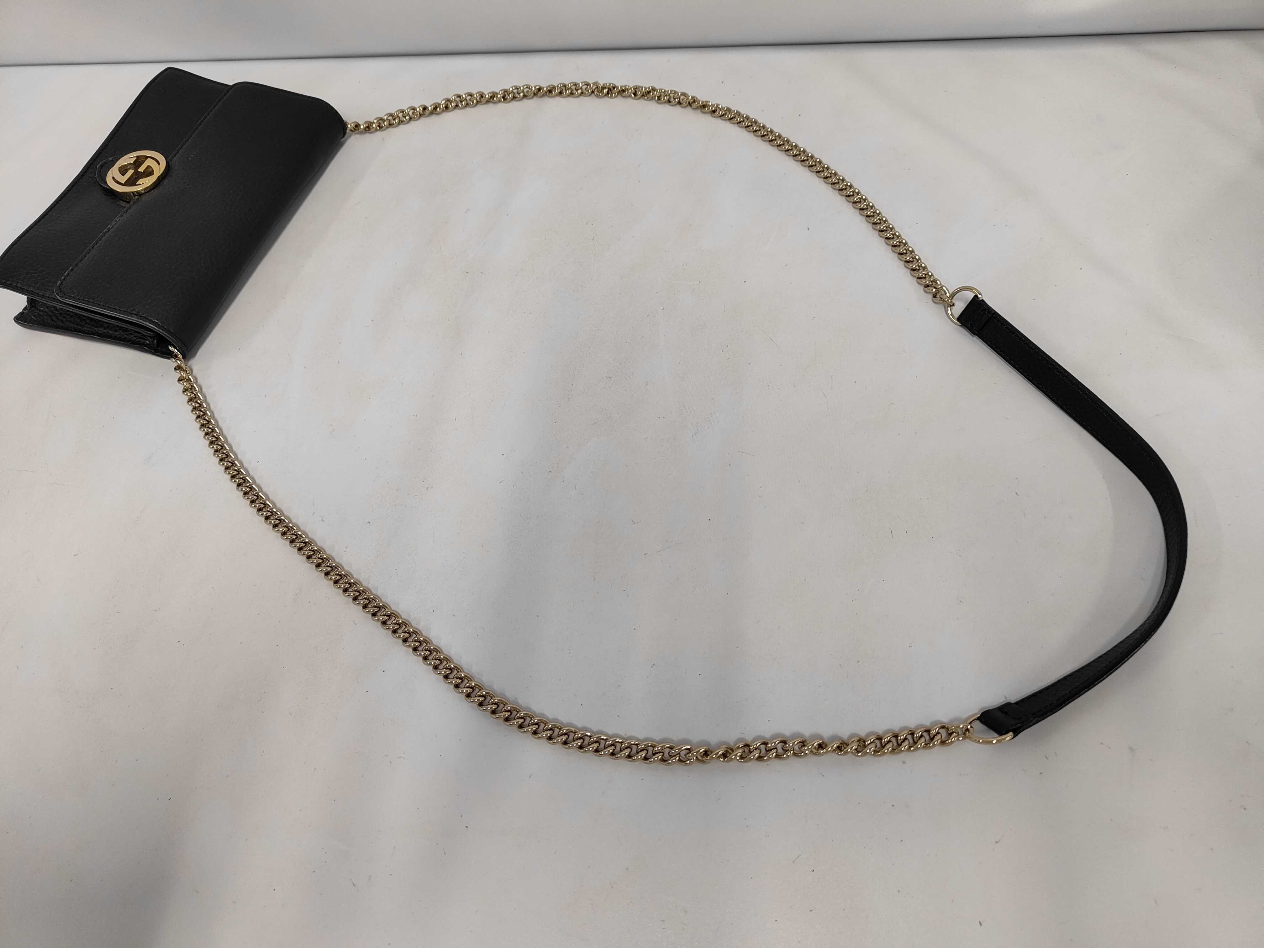 GG Interlocking G 510314 Chain Wallet, Long Wallet, Leather, GP Black, Shoulder Strap, Shoulder Bag, Other Accessories — view 5