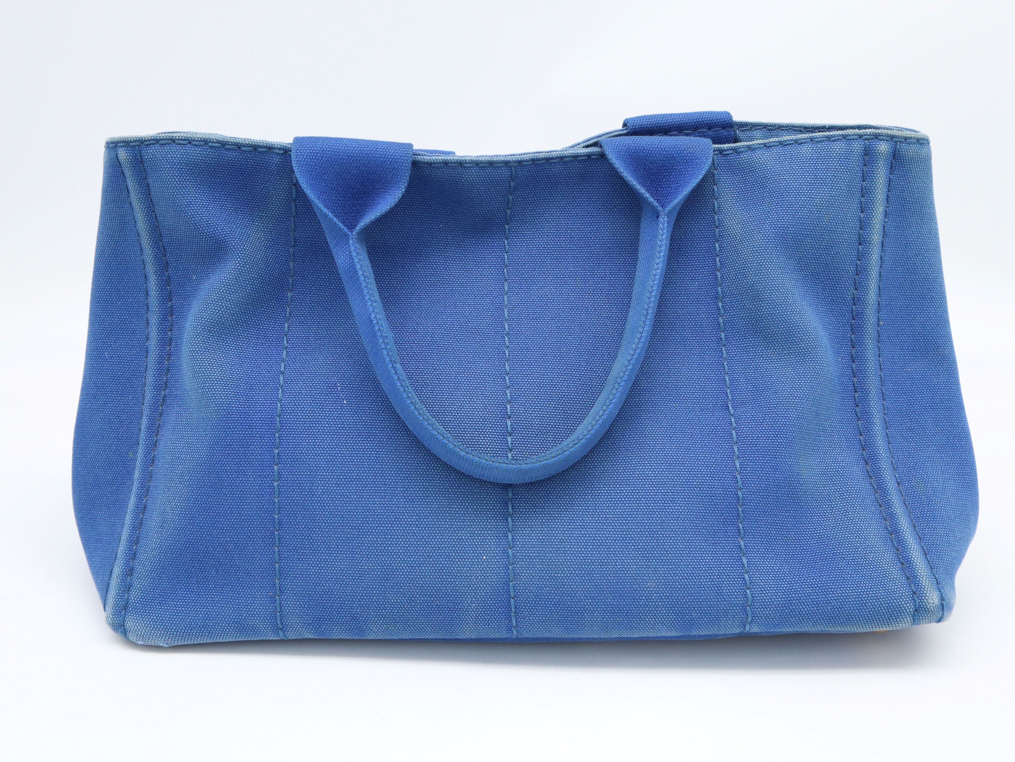 BN1877 Canapa Tote Medium Cobalt Canvas Blue Tote Bag with Guarantee Card — view 2