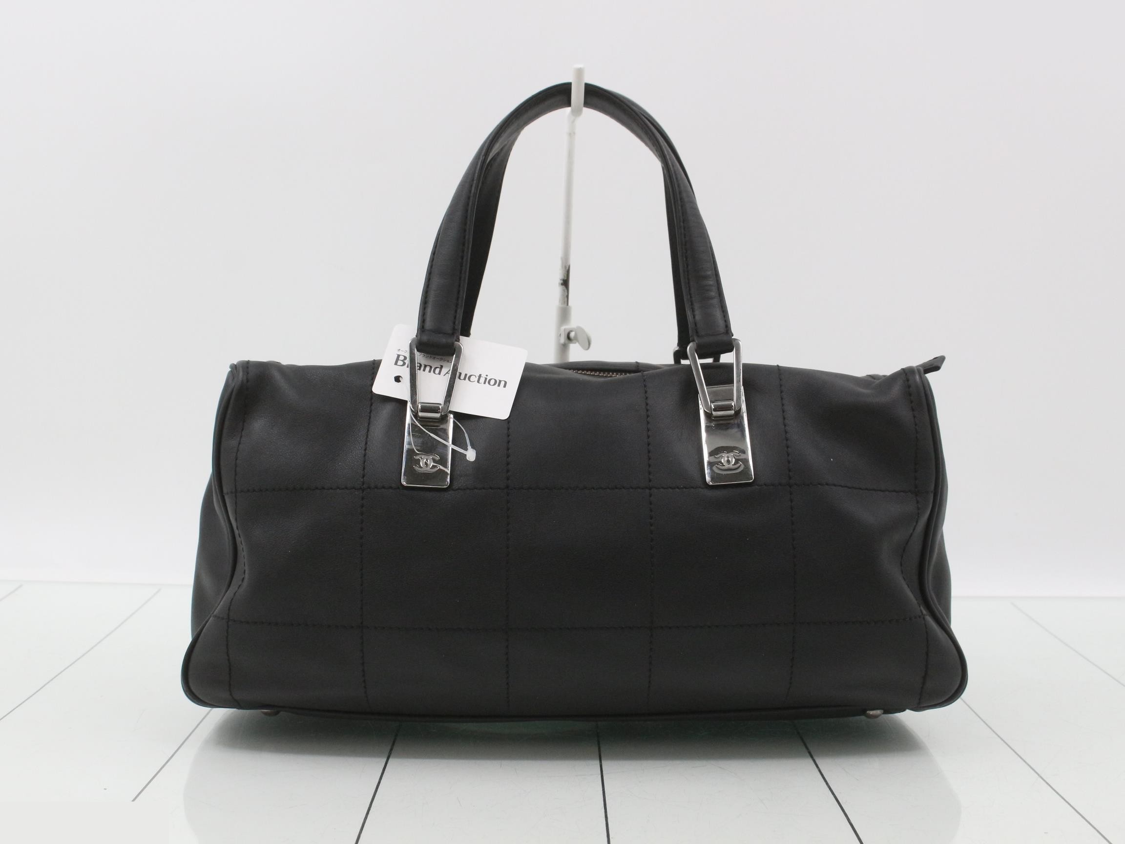 Chocolate bar mini Boston bag, lambskin, black, with sticker, item number 7. — view 2