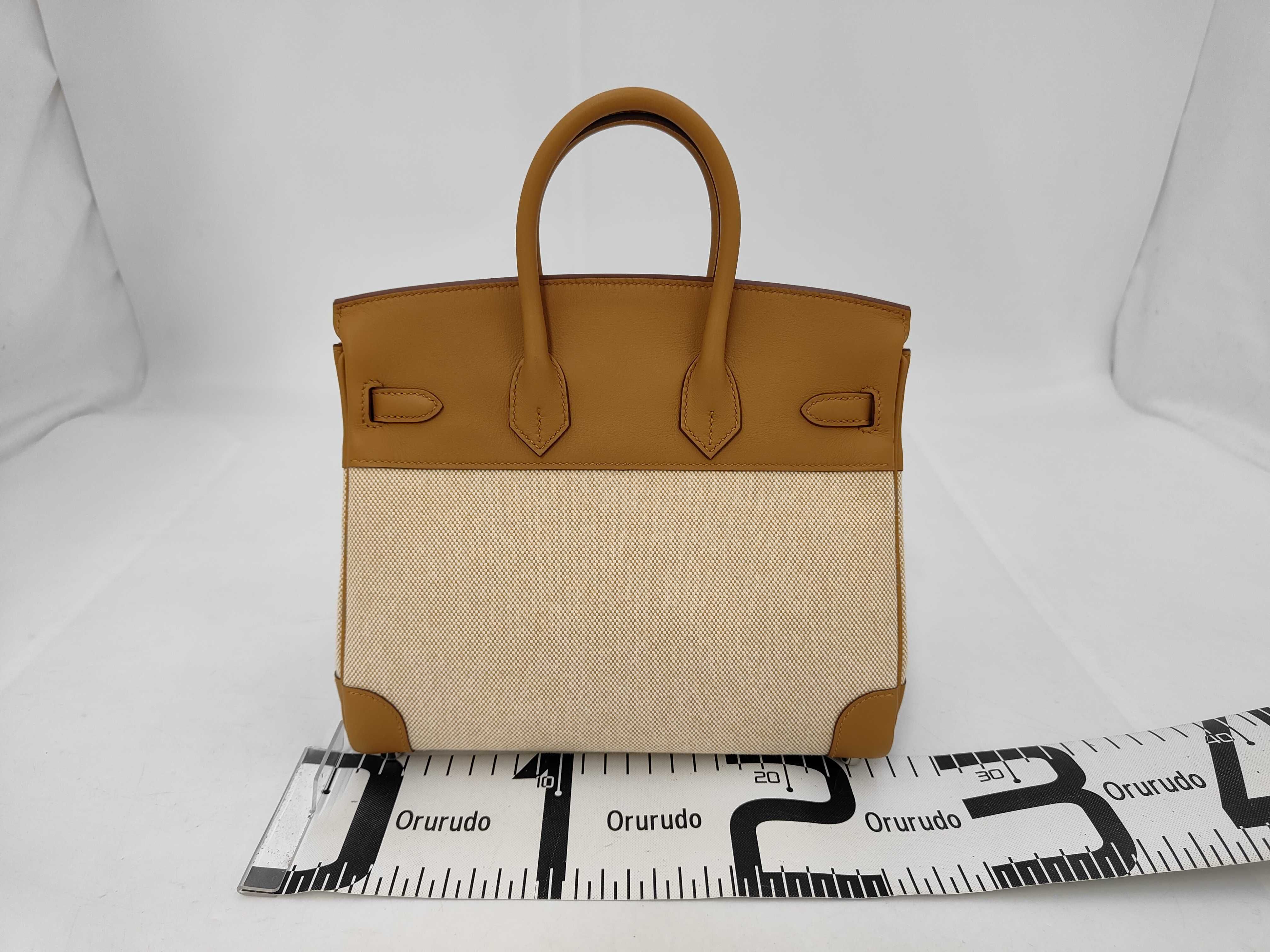 Birkin 25 Sesame Toile H Swift Silver Hardware G Stamp Tote Bag — view 2