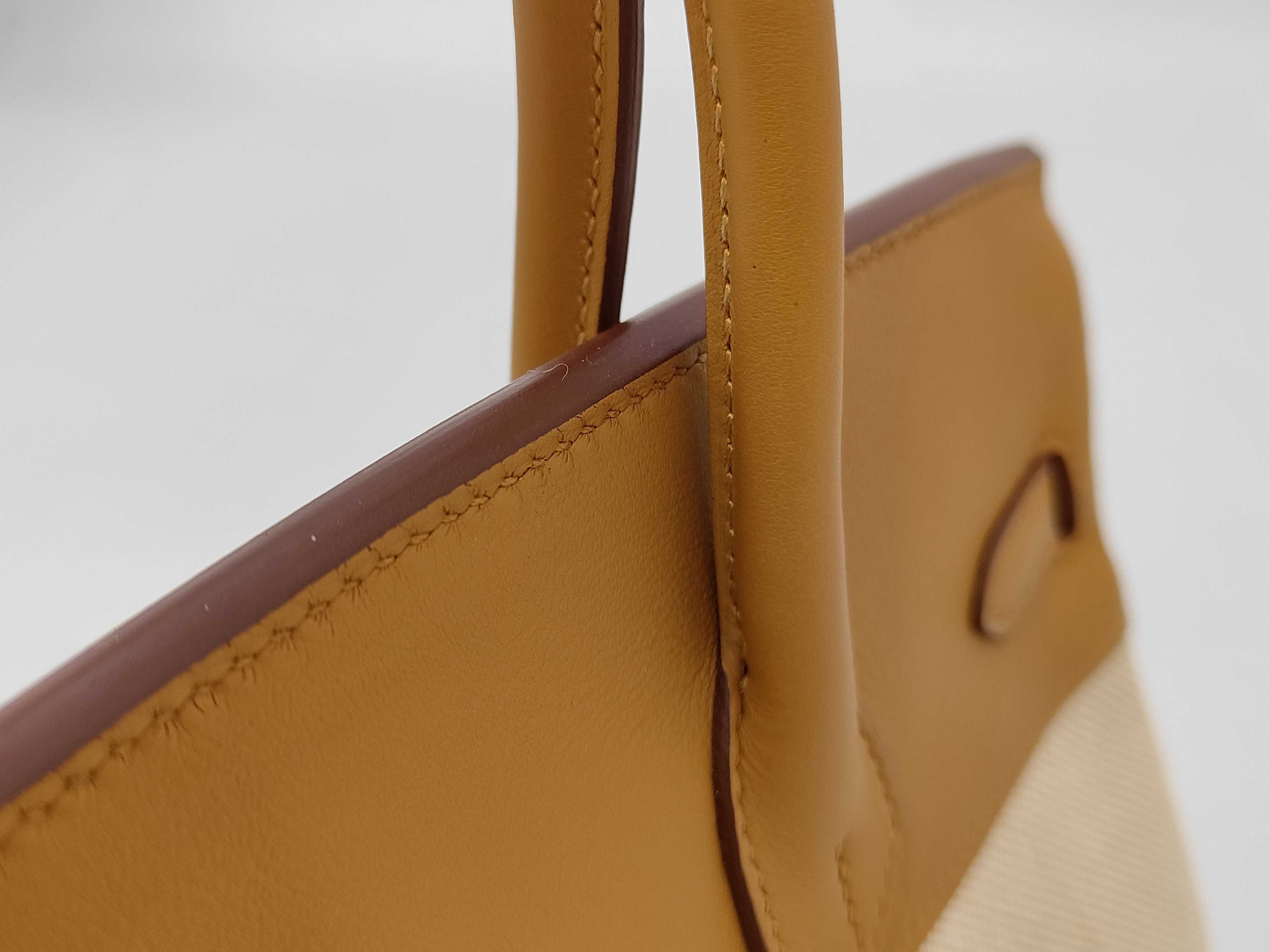 Birkin 25 Sesame Toile H Swift Silver Hardware G Stamp Tote Bag — view 3