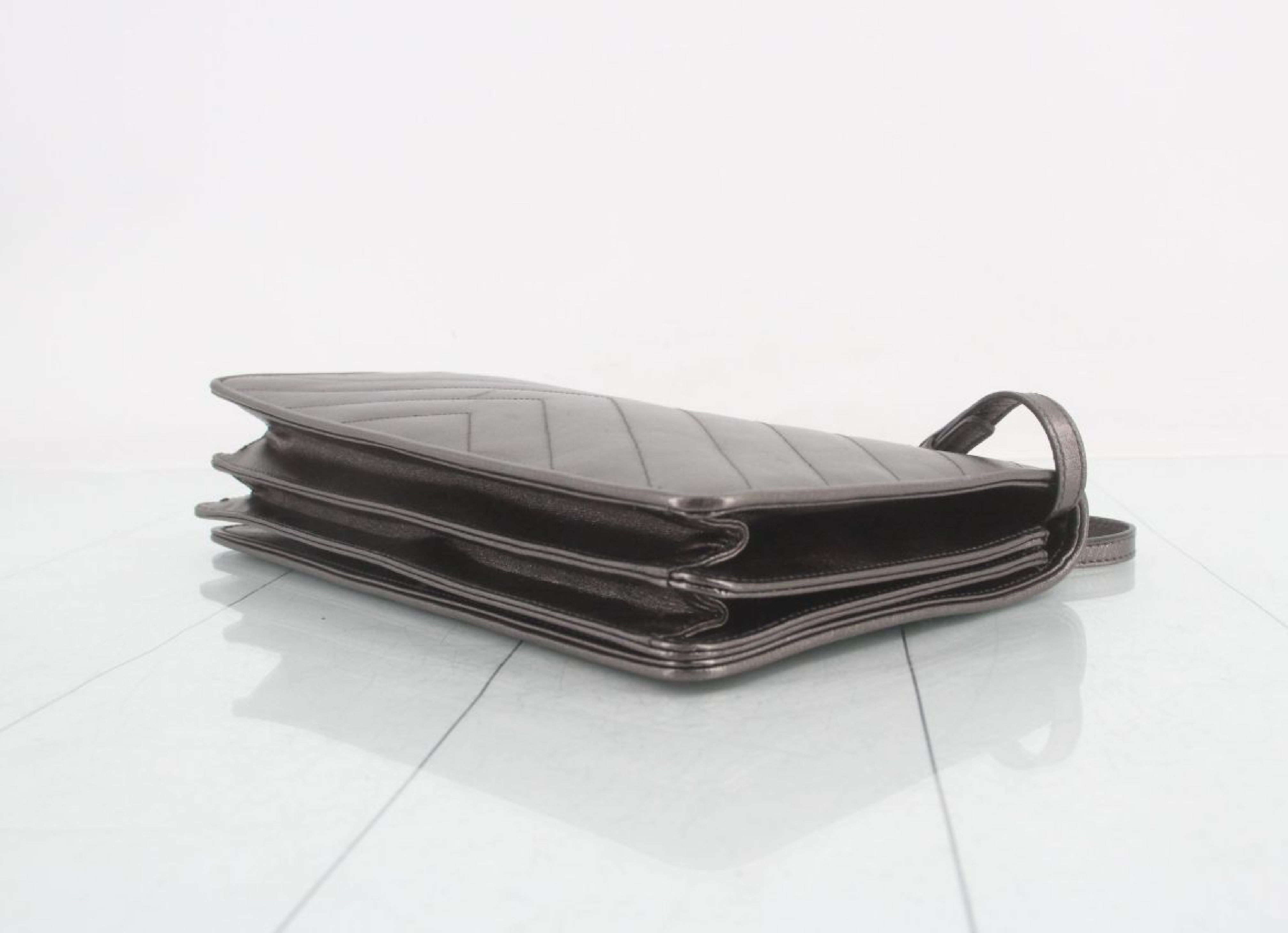 One-Shoulder Bag, Leather, Silver, W27H16D3 (Shoulder Bag) — view 6