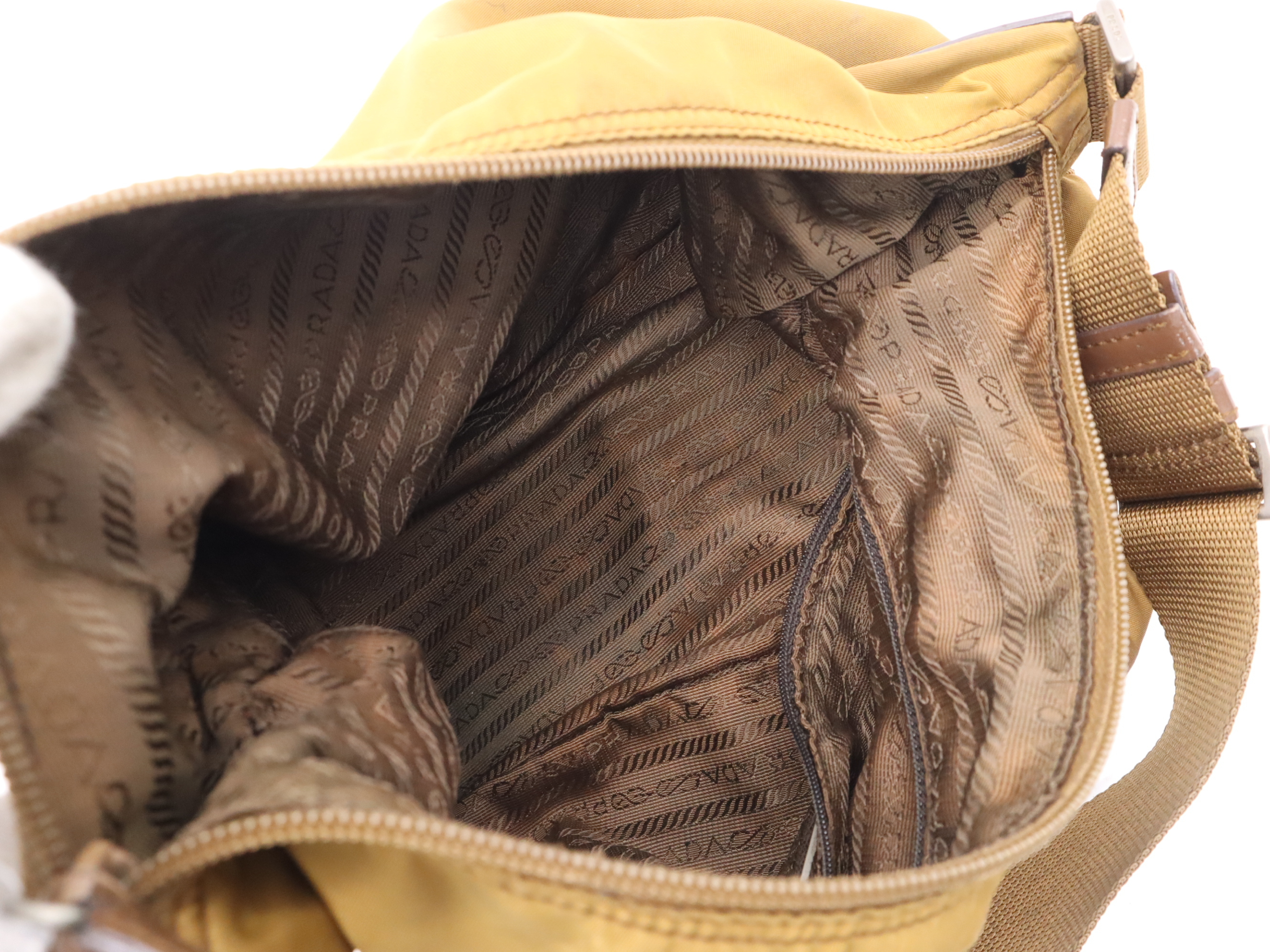 Nylon Triangle Logo Brown Silver Hardware Shoulder Bag — view 11