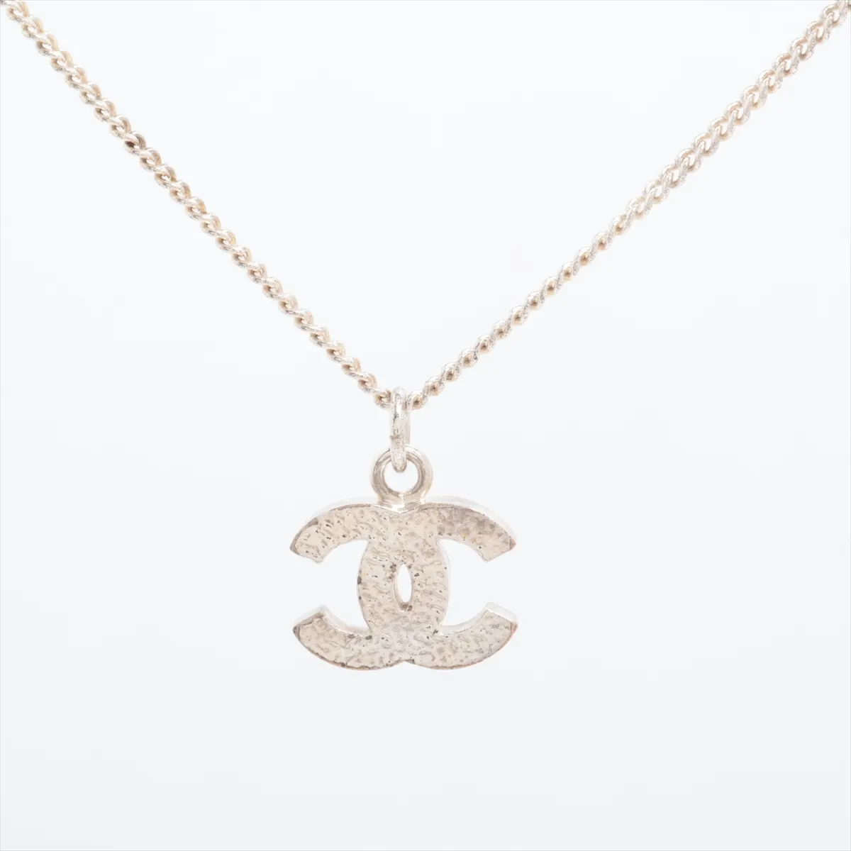 Coco Mark B10V Necklace, Metal x Rhinestone, Silver. Shows signs of wear, — view 2
