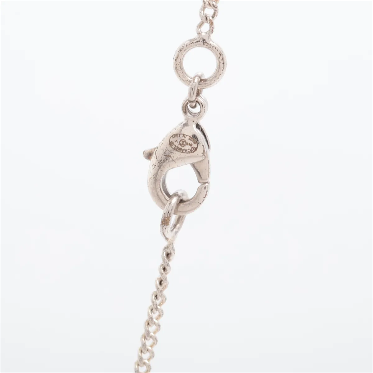 Coco Mark B10V Necklace, Metal x Rhinestone, Silver. Shows signs of wear, — view 3