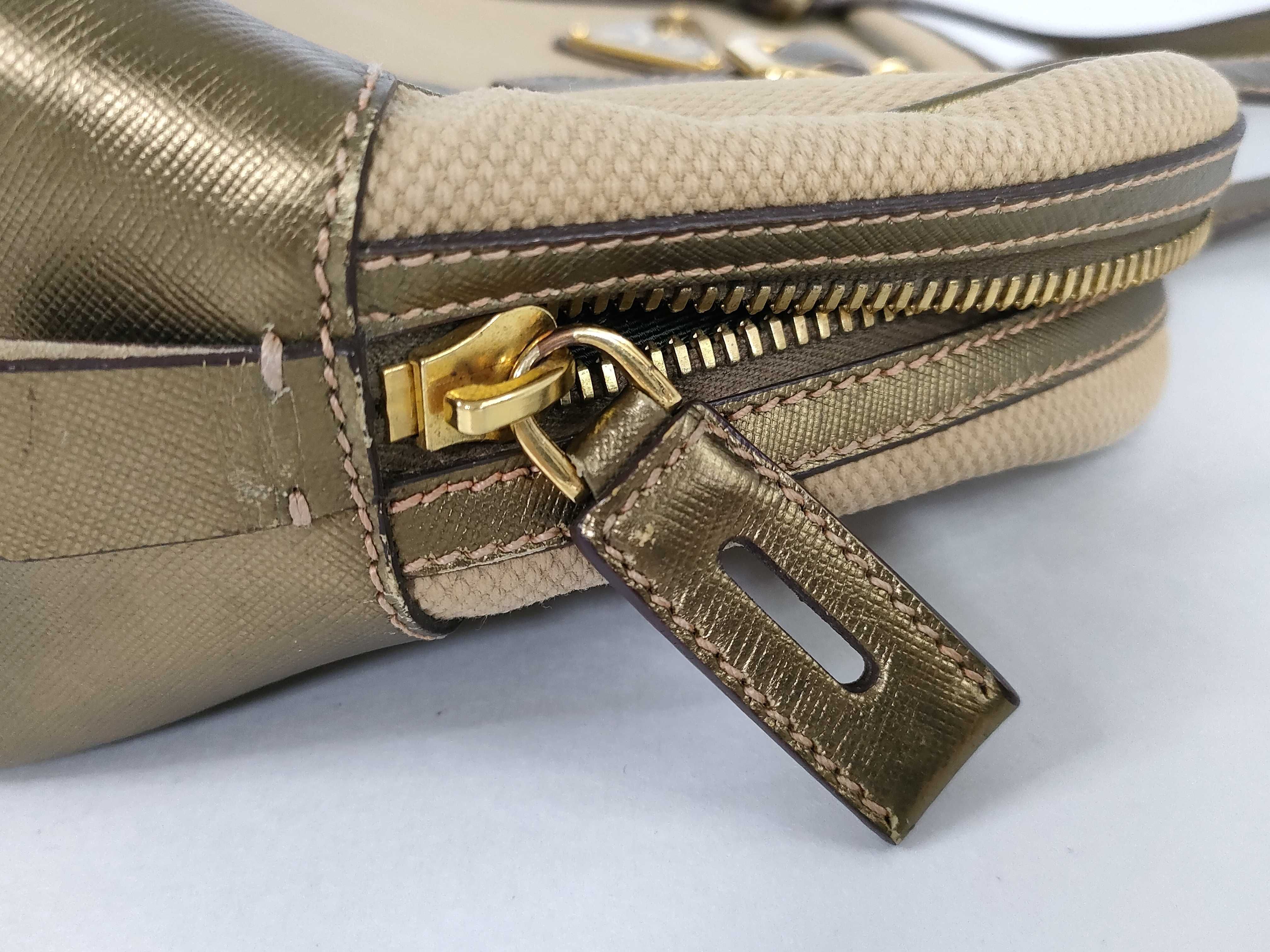 handbag, canvas and calfskin, gold, BL0230 handbag — view 15
