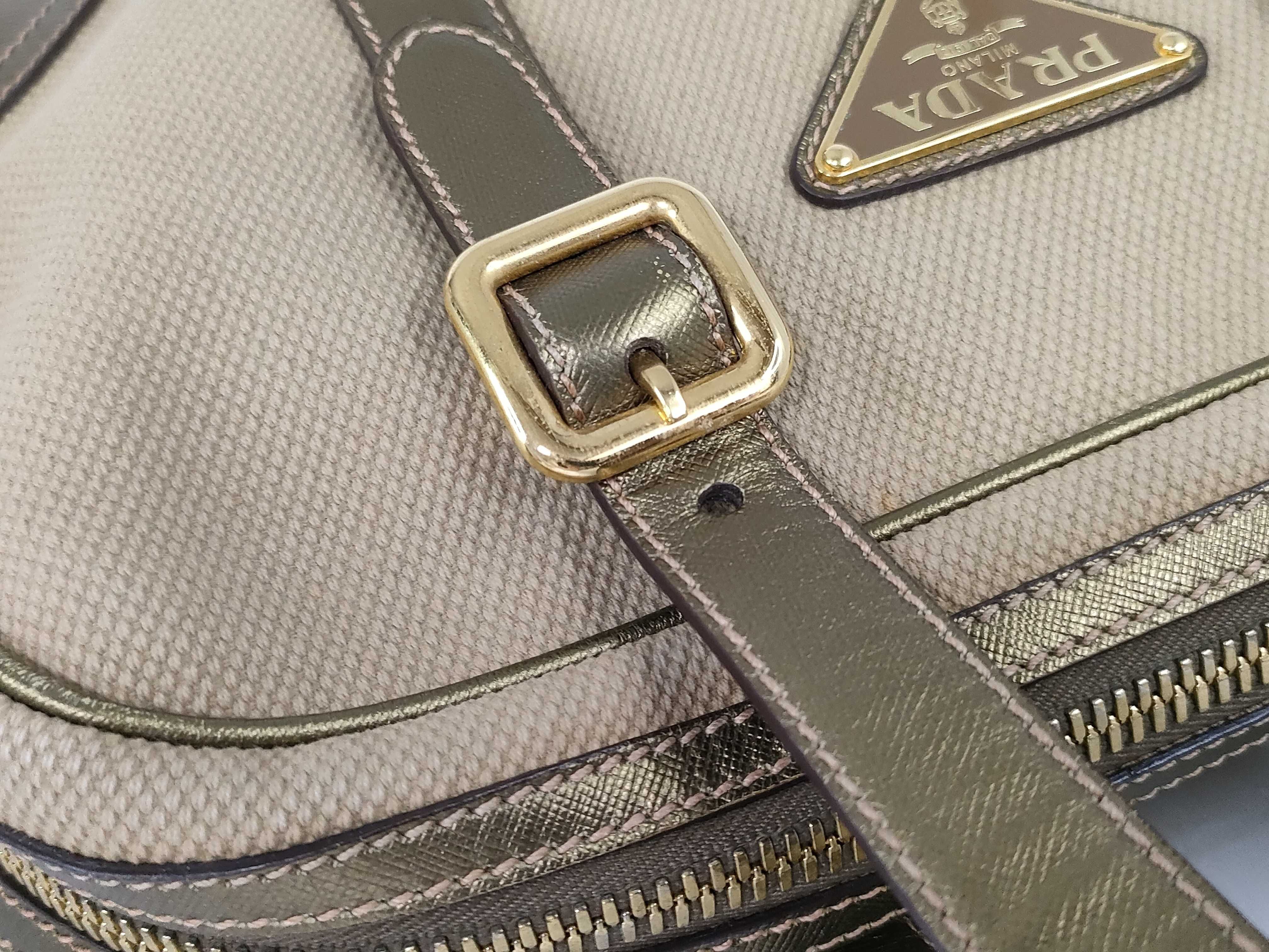 handbag, canvas and calfskin, gold, BL0230 handbag — view 5