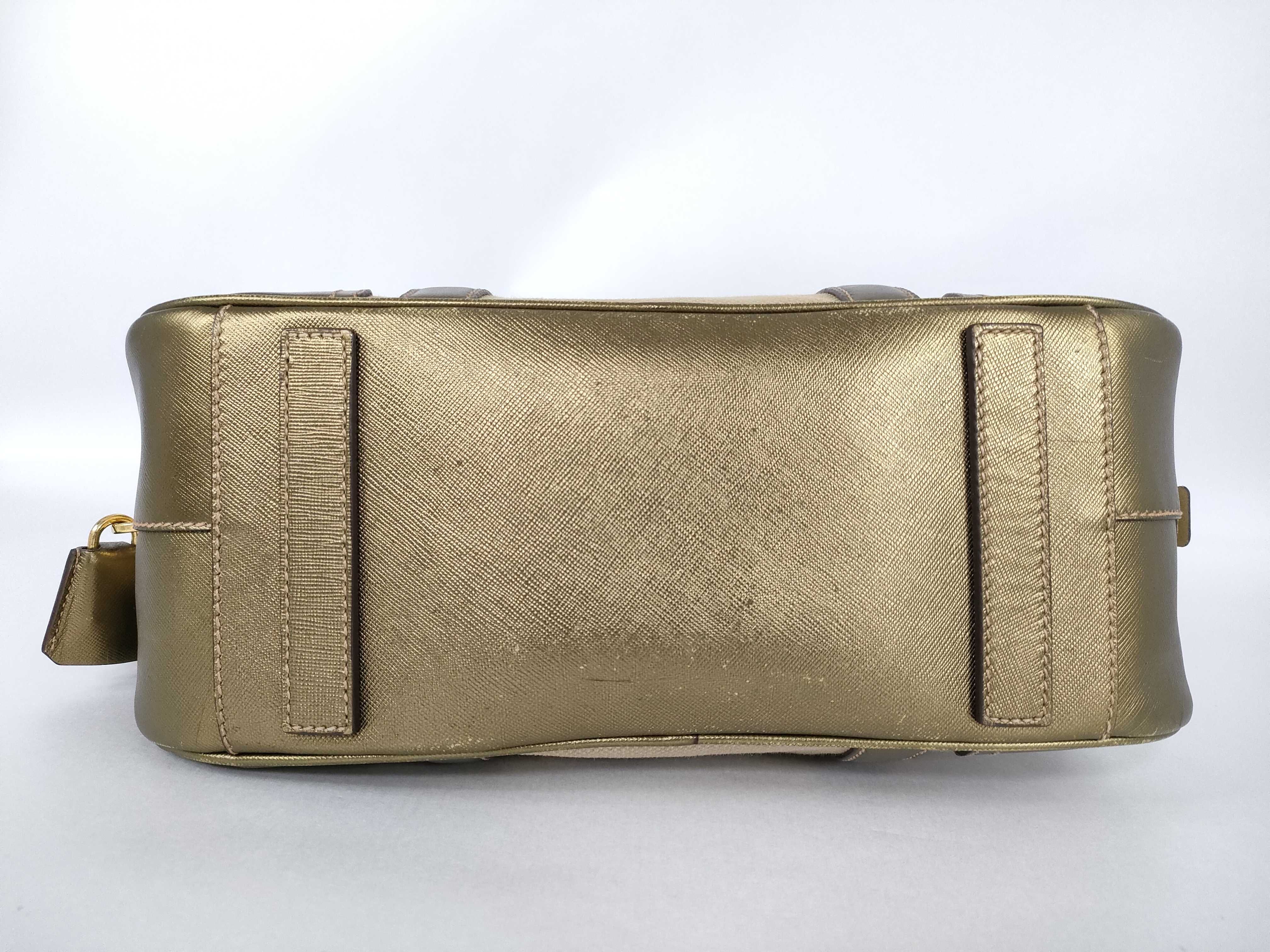handbag, canvas and calfskin, gold, BL0230 handbag — view 7