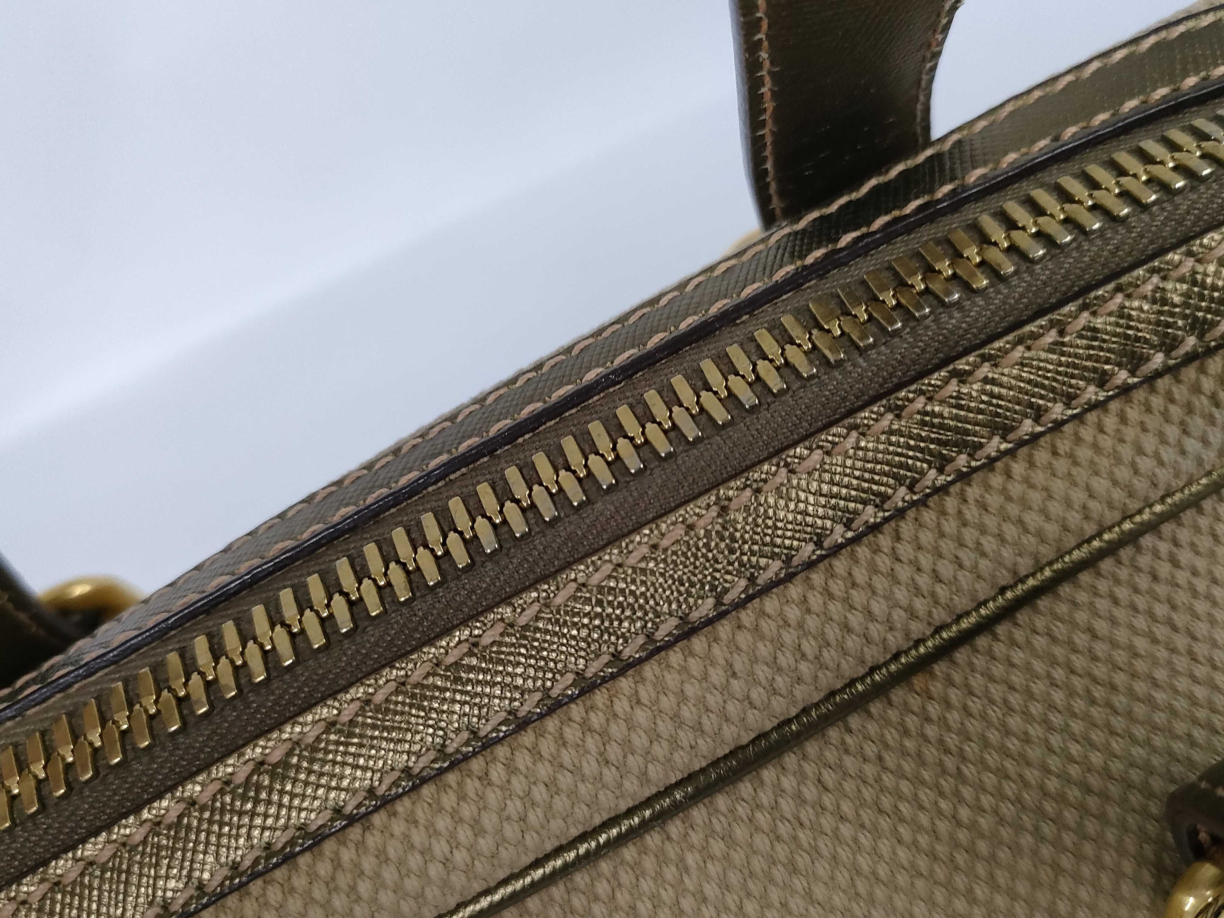 handbag, canvas and calfskin, gold, BL0230 handbag — view 8