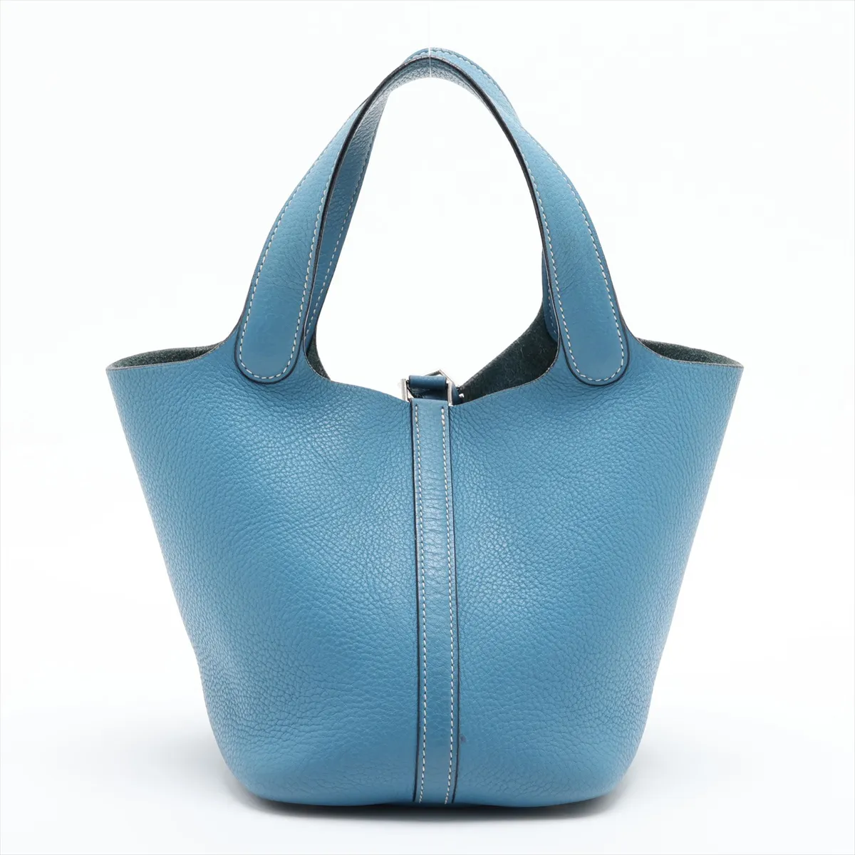 Picotin 18 PM, Taurillon Clemence leather, Blue Jean, Silver hardware, H: 2004 — view 2