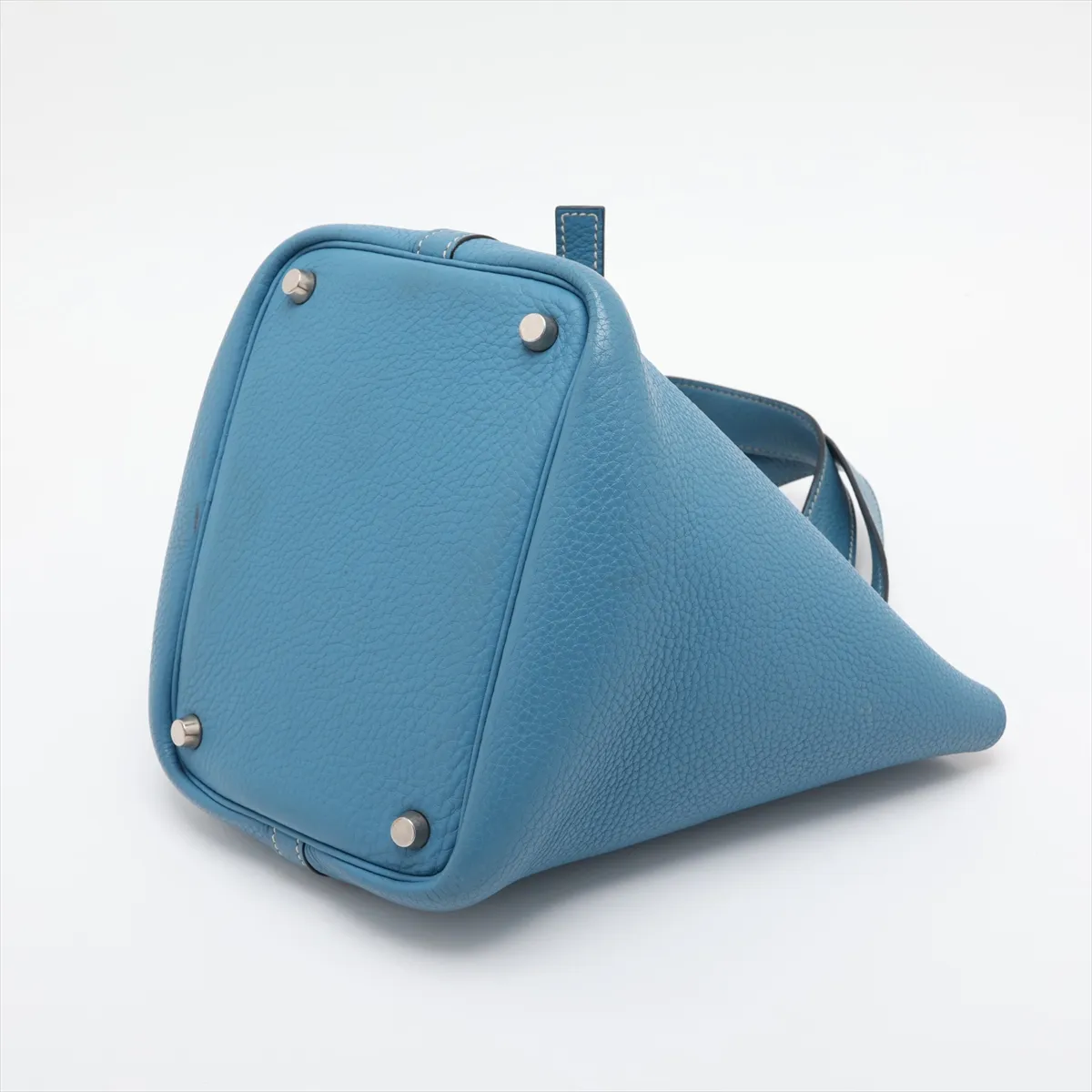 Picotin 18 PM, Taurillon Clemence leather, Blue Jean, Silver hardware, H: 2004 — view 3