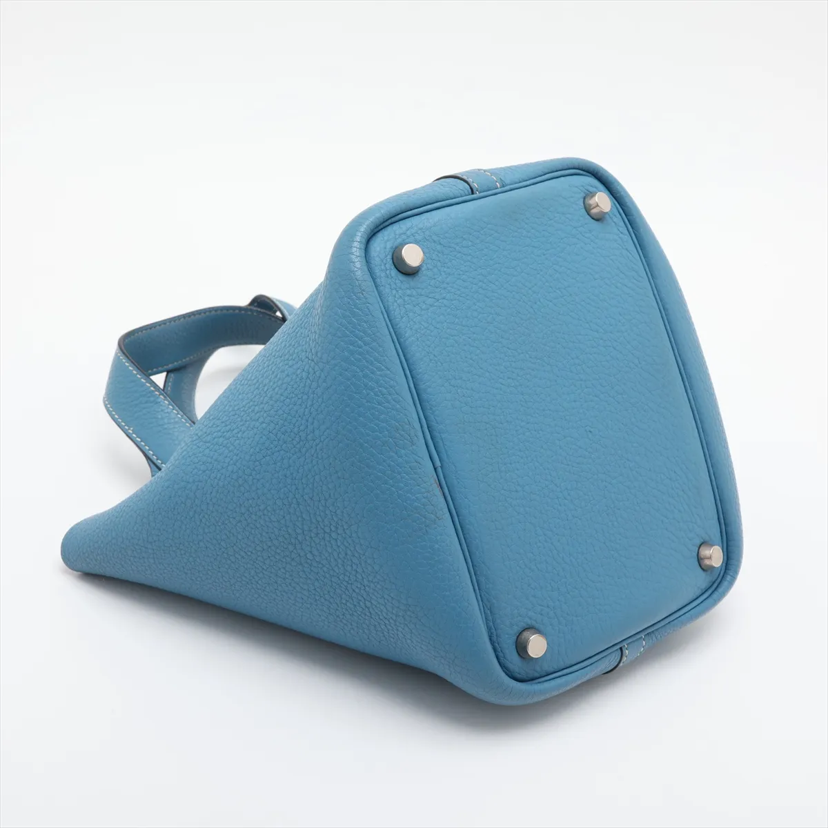 Picotin 18 PM, Taurillon Clemence leather, Blue Jean, Silver hardware, H: 2004 — view 4