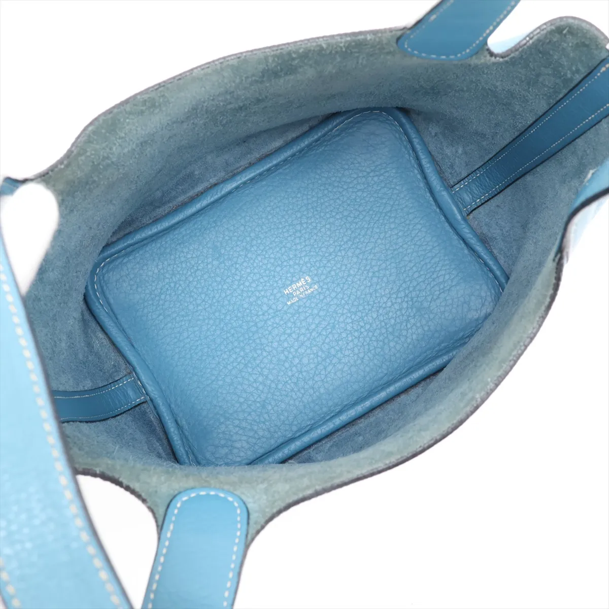Picotin 18 PM, Taurillon Clemence leather, Blue Jean, Silver hardware, H: 2004 — view 7