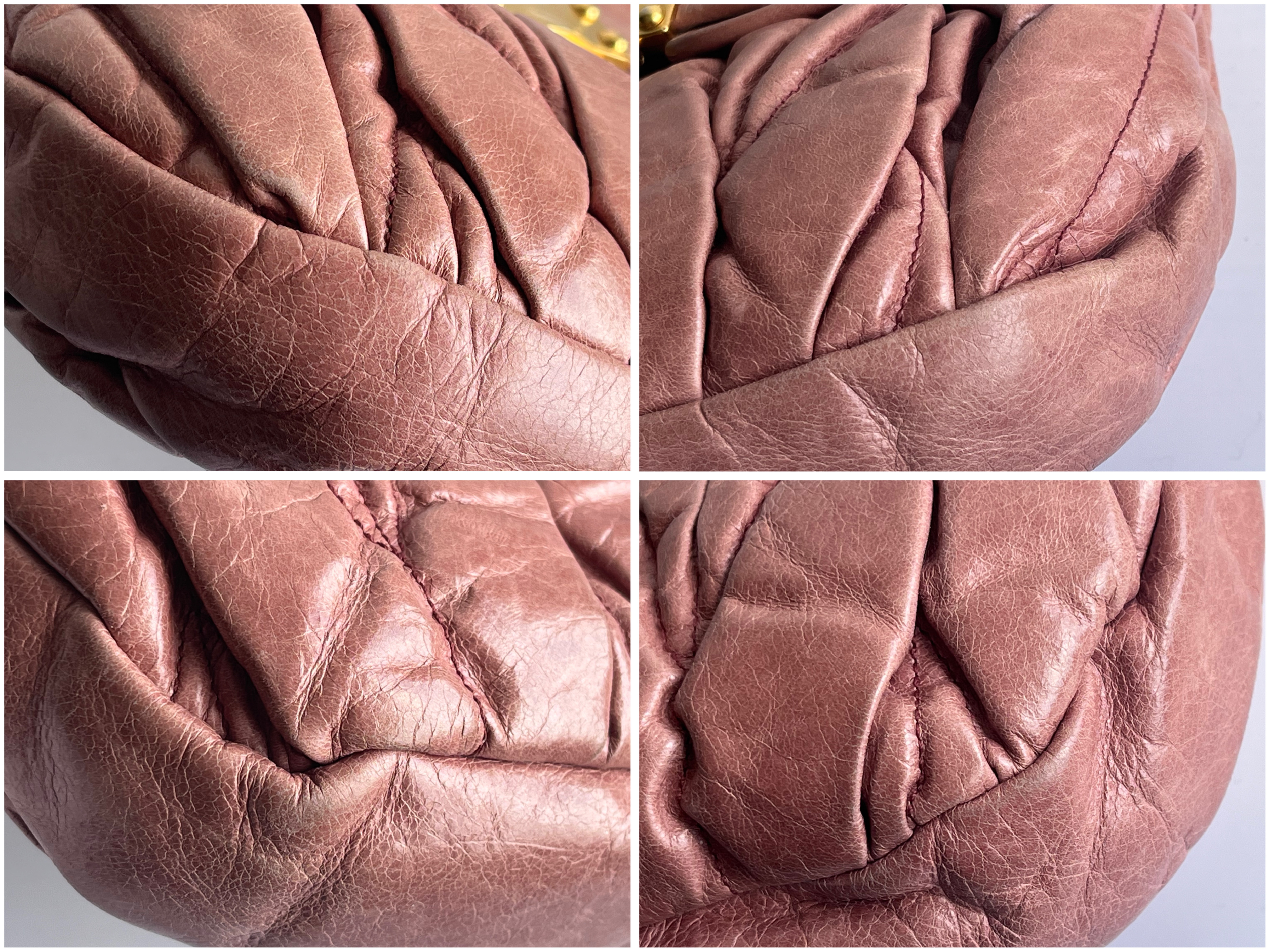 Vitello Lux Gathered Pink Beige 2-Way Handbag with Shoulder Strap — view 5