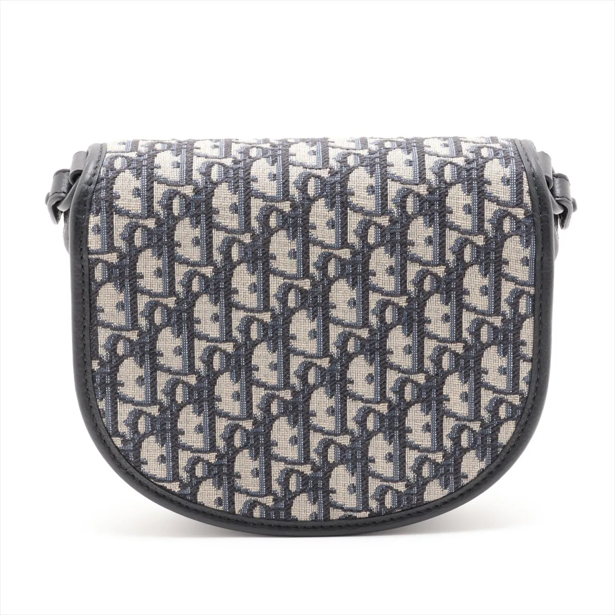 Oblique Gallop Canvas x Leather Shoulder Bag, Navy — view 2