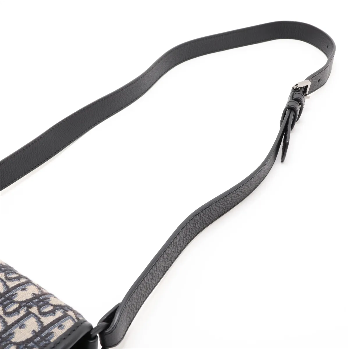 Oblique Gallop Canvas x Leather Shoulder Bag, Navy — view 5