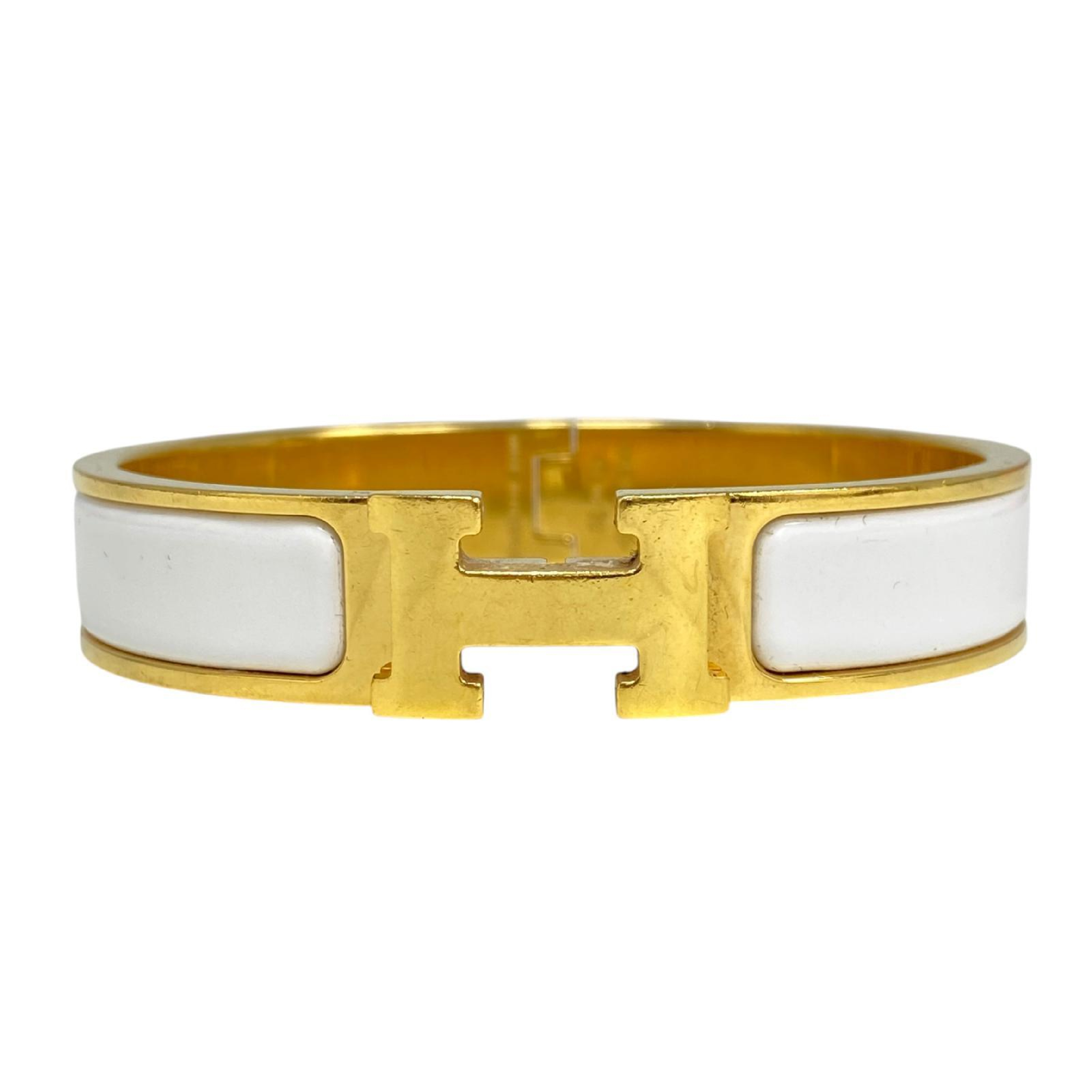 【*Shipped from: Hong Kong*】HERMES ( ) White Gold Color Metal Click H Bangle Bracelet — view 2