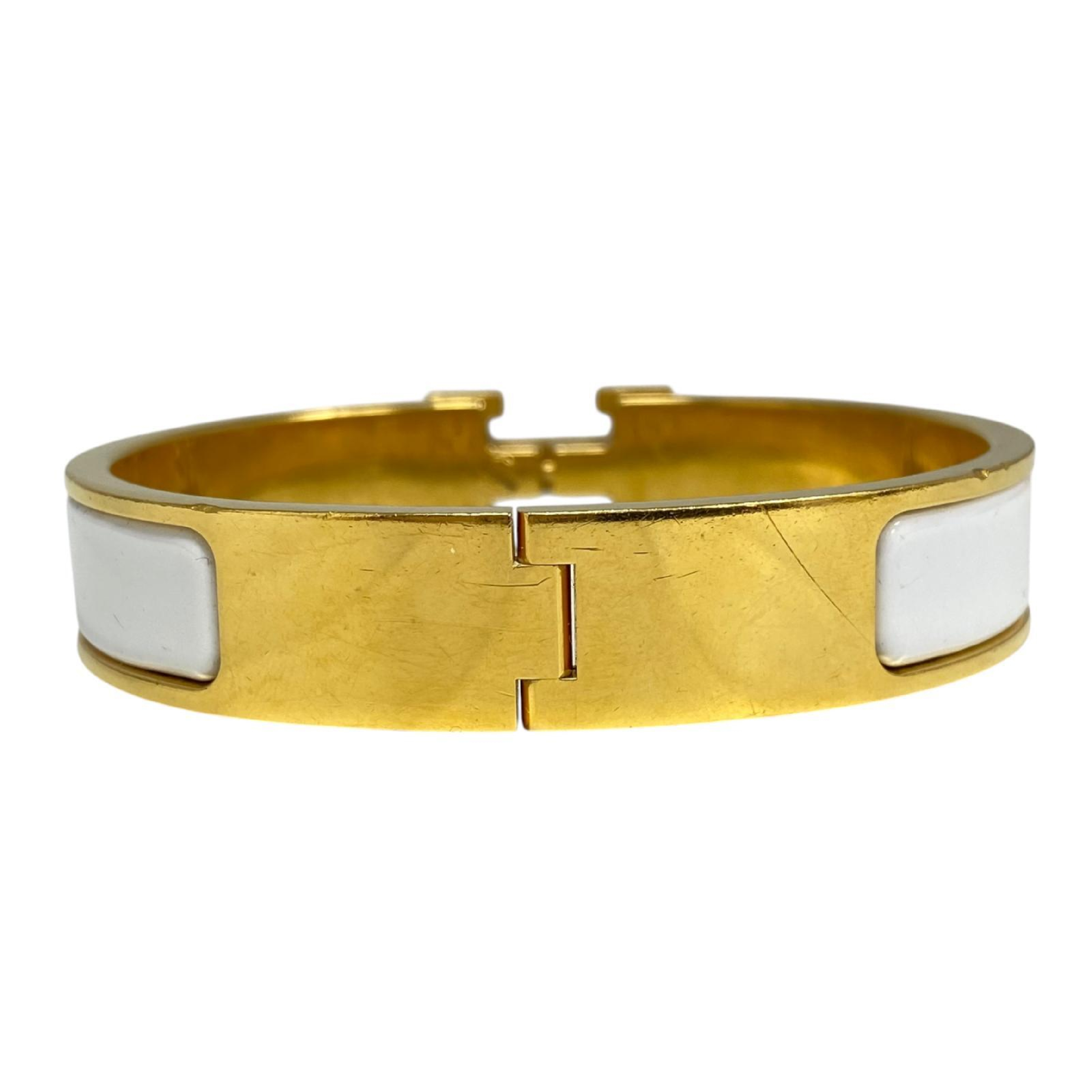【*Shipped from: Hong Kong*】HERMES ( ) White Gold Color Metal Click H Bangle Bracelet — view 3