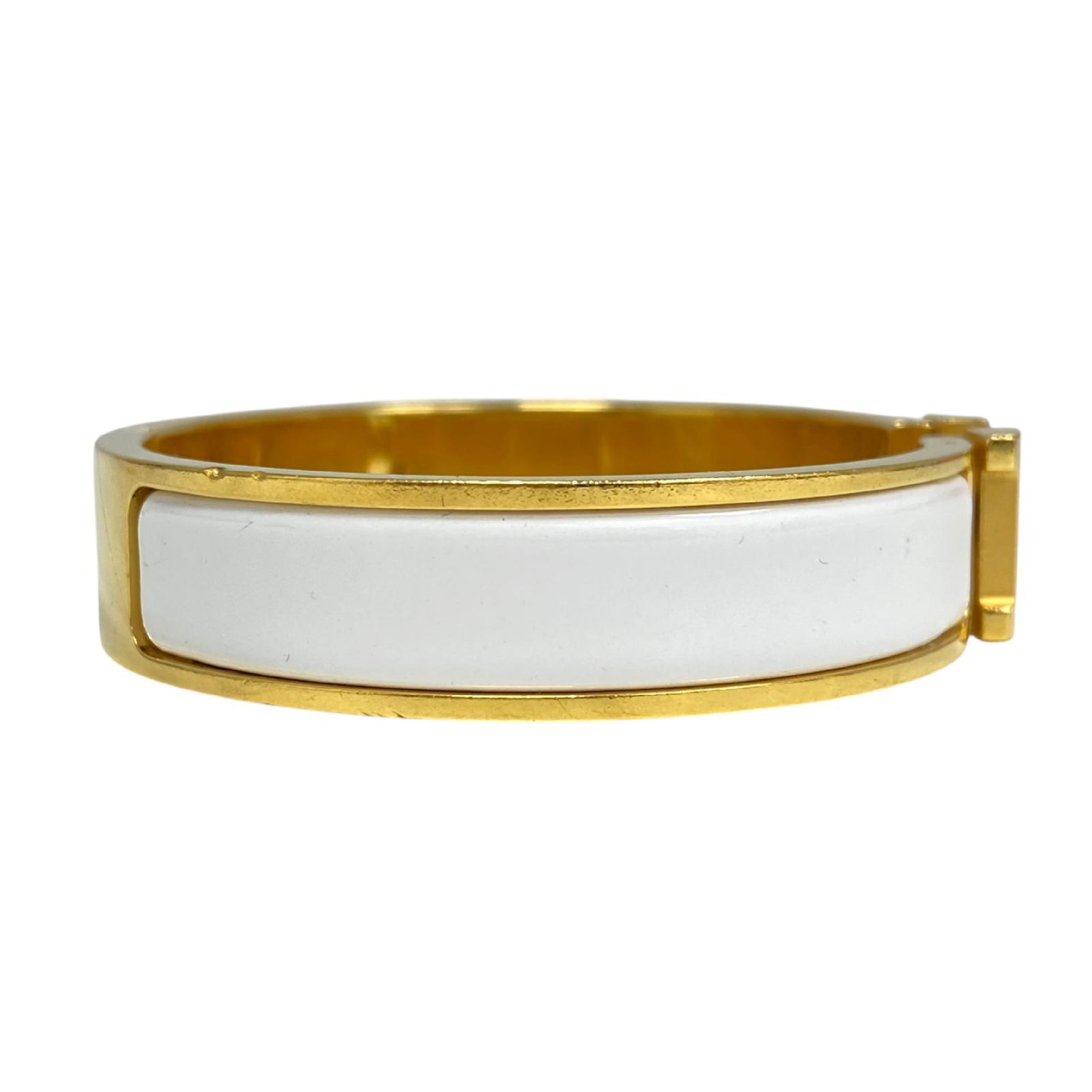 【*Shipped from: Hong Kong*】HERMES ( ) White Gold Color Metal Click H Bangle Bracelet — view 4