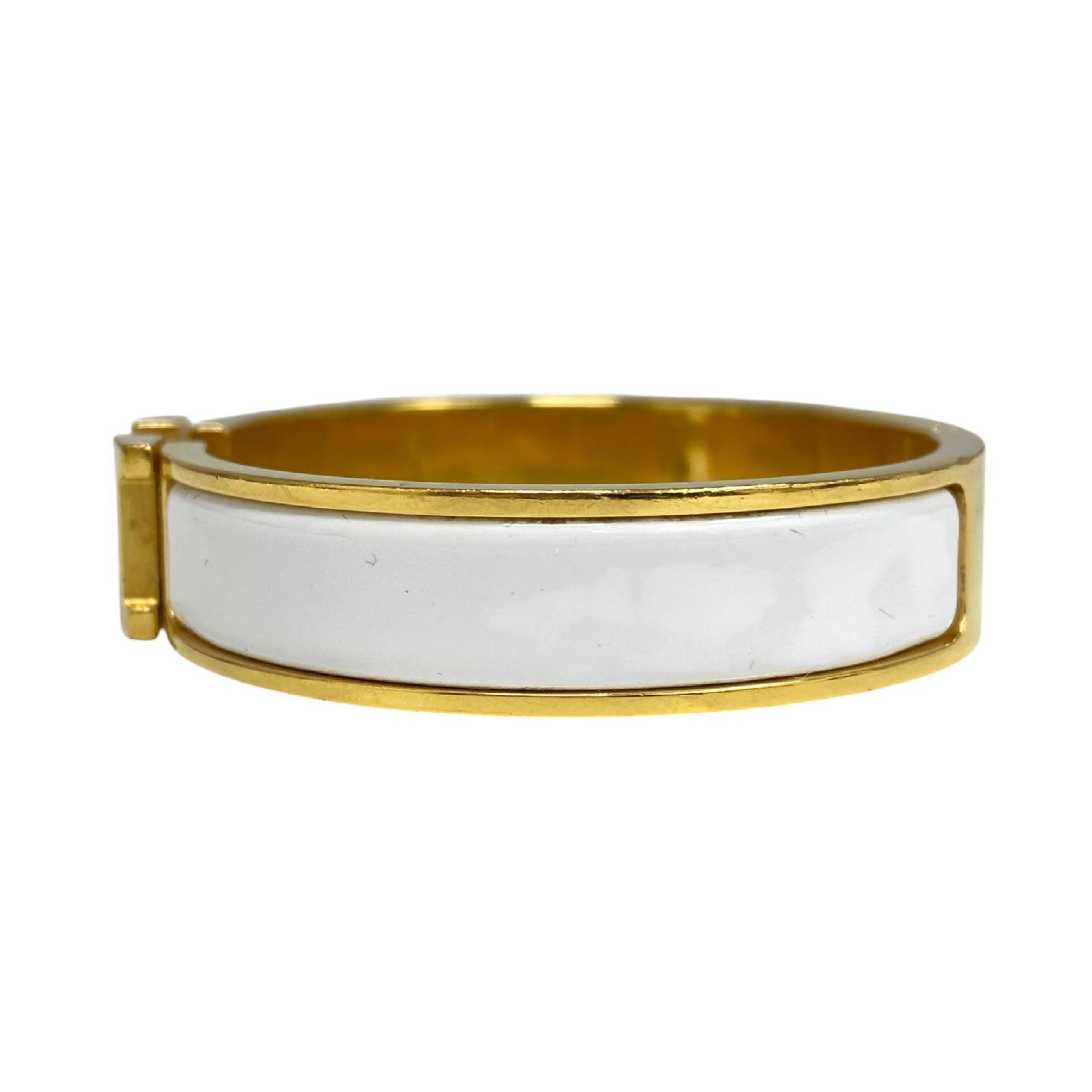 【*Shipped from: Hong Kong*】HERMES ( ) White Gold Color Metal Click H Bangle Bracelet — view 5